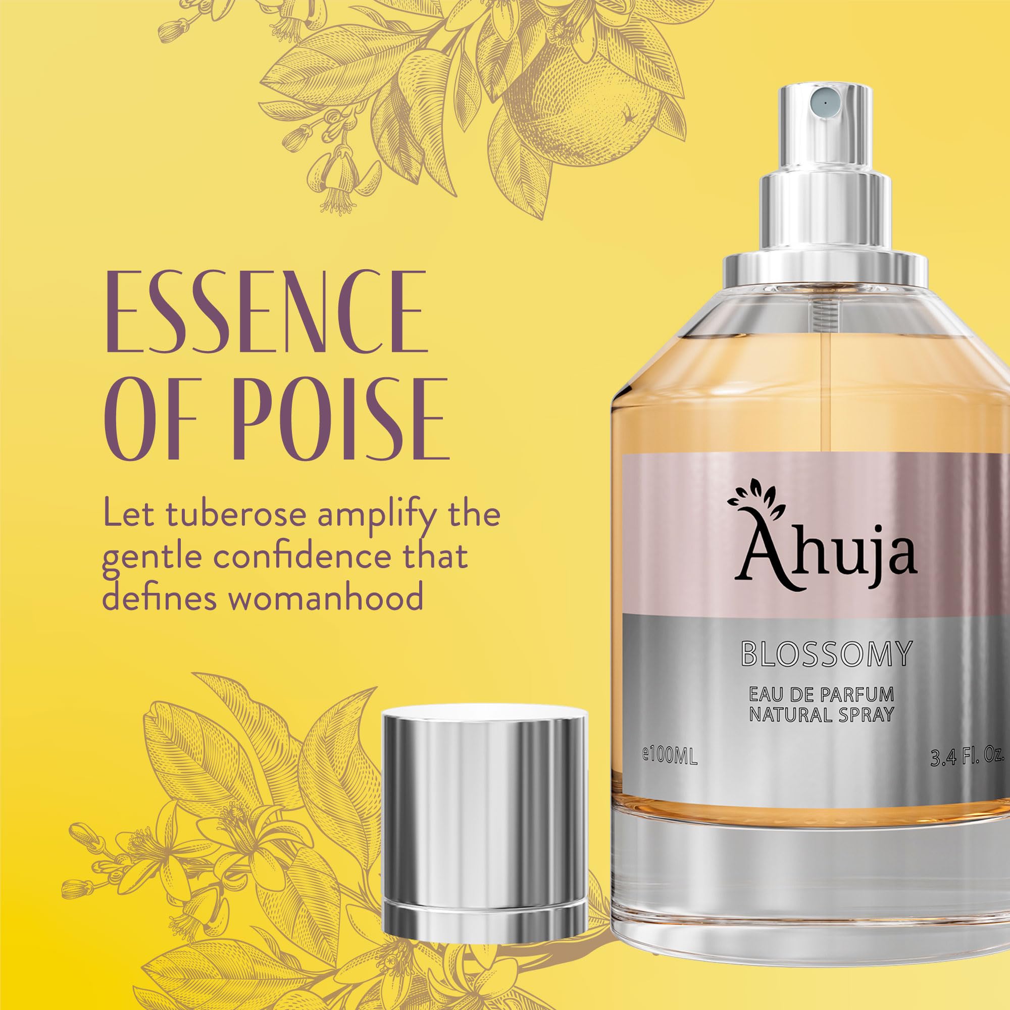 AHUJA Blossomy Eau De Parfum 3.4oz - EDP Perfume for Women, Mom Perfume, Spray for her Perfume, Great Gift Luxury Scent for Her