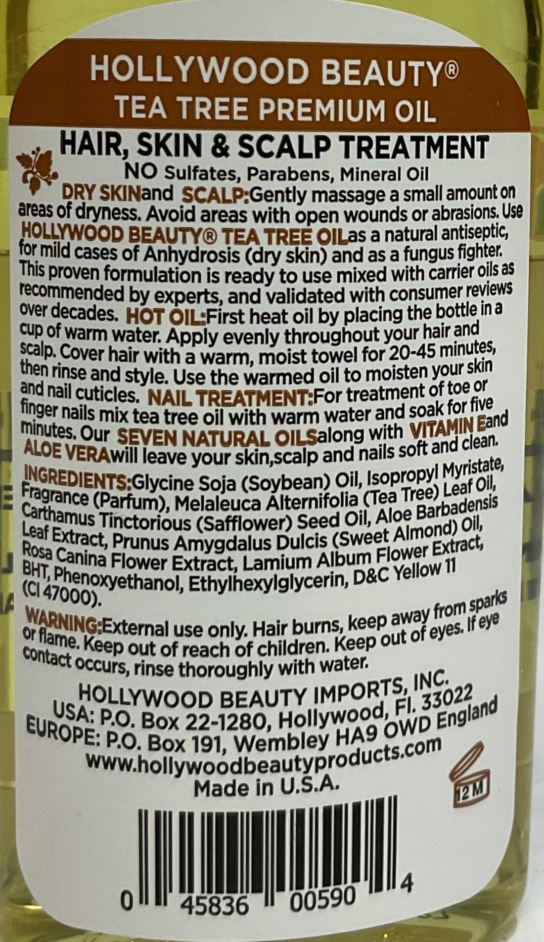 Hollywood Beauty Tea Tree Oil 2 Ounce (59ml) (2 Pack)
