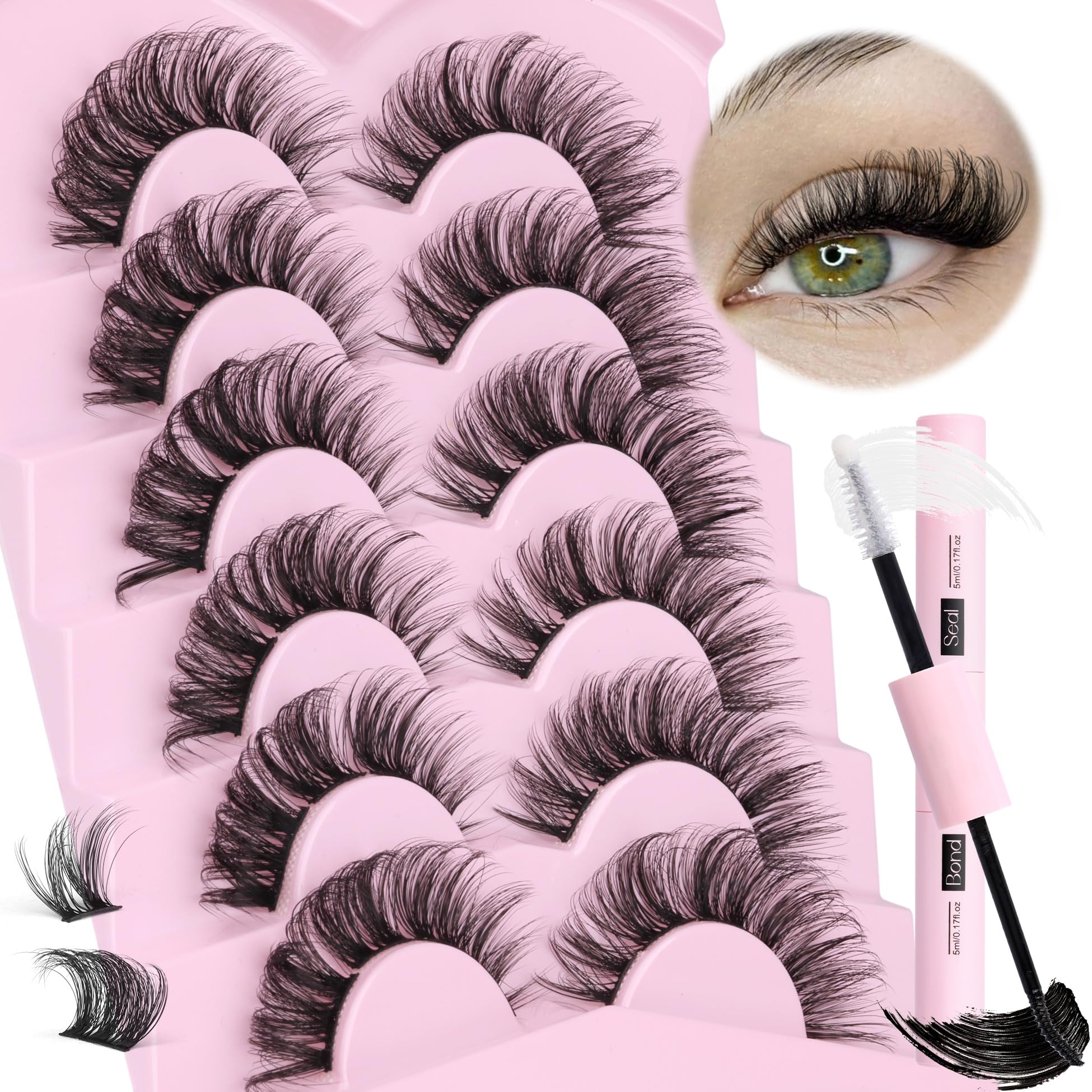 DIY Lash Extension Kit Cluster Lashes Kit Fluffy Lash Clusters Wispy DIY Eyelash Extensions Lash Bond and Seal D Curl Individual