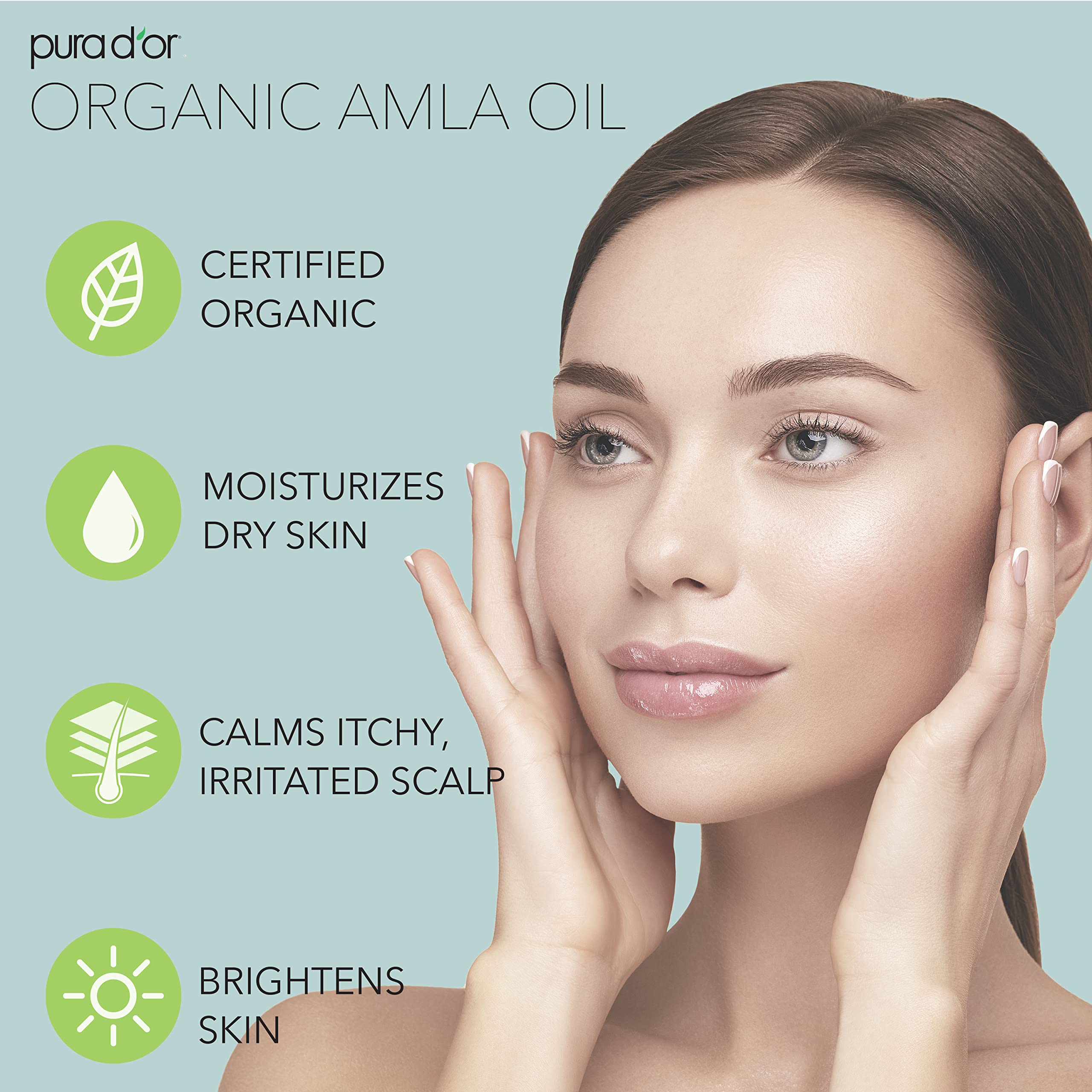 Pura D'Or 4 Oz Organic Amla Oil, 100% Pure Usda Certified Premium Grade Oil, Cold Pressed, Unrefined, Extra Virgin, Indian Hair