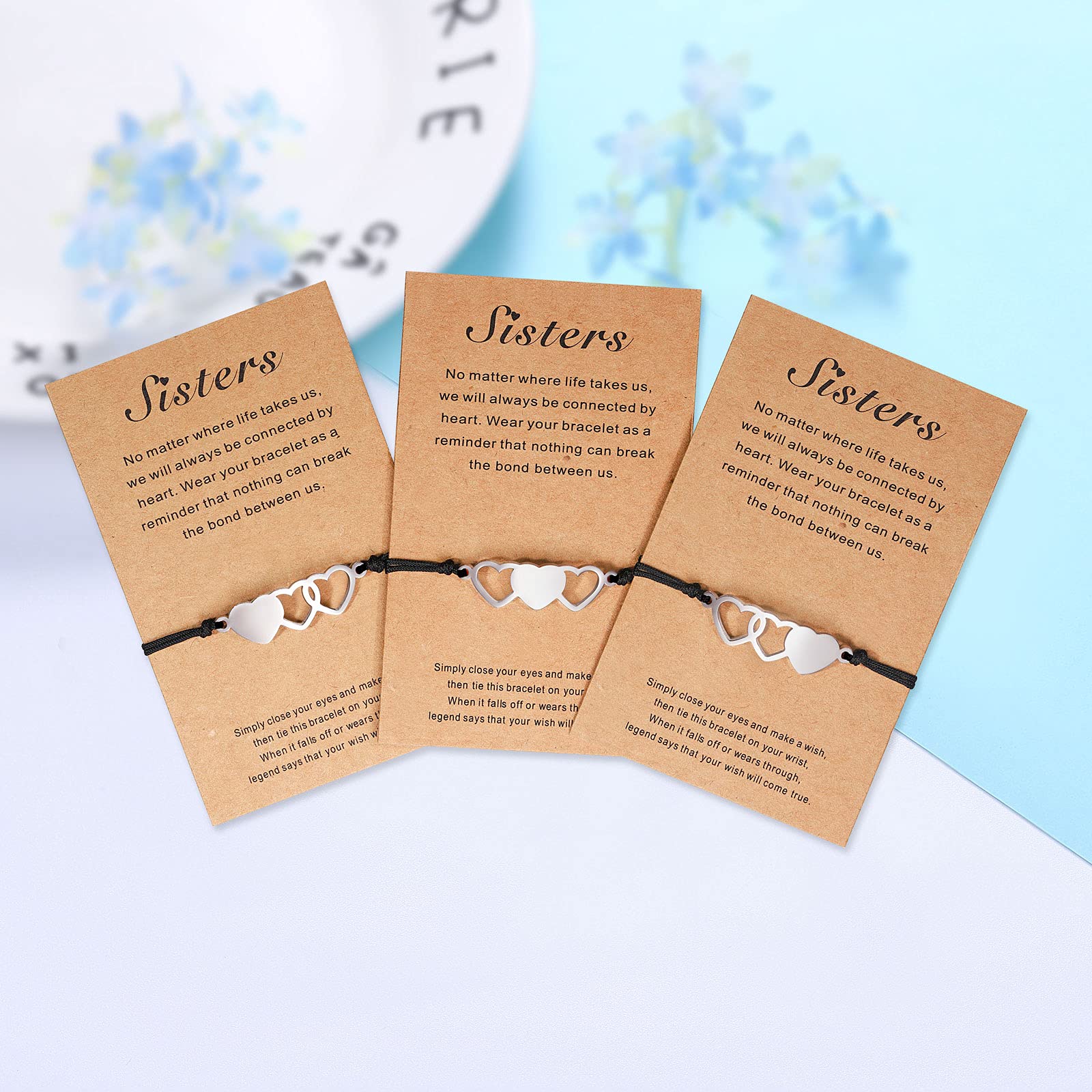UNGENT THEM 3 Sisters Gifts from Sister Bracelet Galentines Valentines Birthday Christmas Gifts for Sister Women Teen Girls