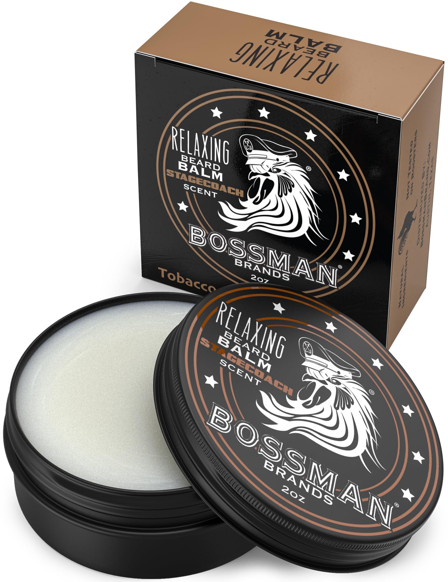Bossman Relaxing Beard Balm - Beard Tamer, Relaxer, Thickener And Softener Cream - Beard Care Product - Made In Usa (Stagecoach