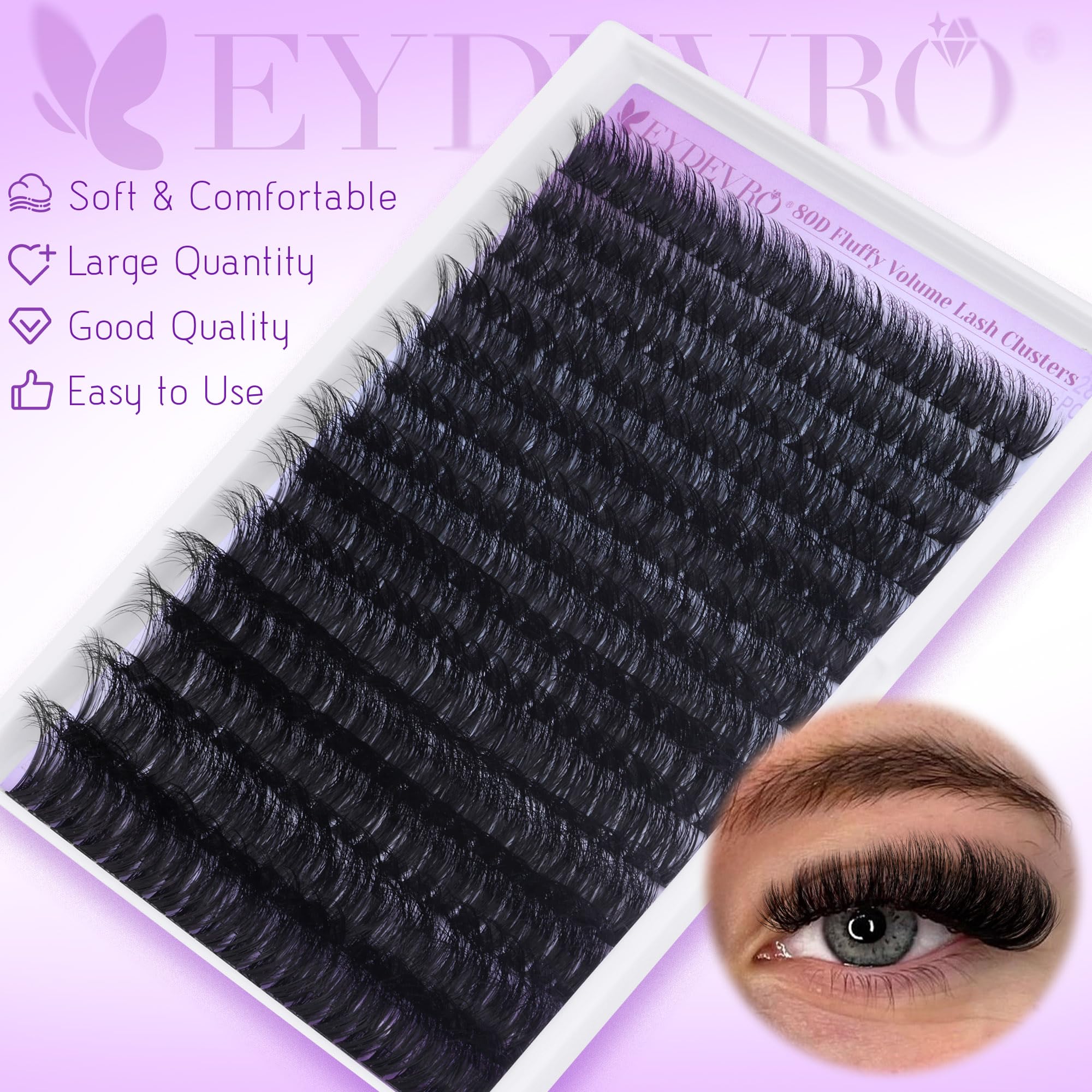 Eydevro Fluffy Lash Clusters Kit 14-24Mm Long Lash Extension Kit 280 Pcs Eyelash Extension Kit Individual Lashes Kit Mega Volume