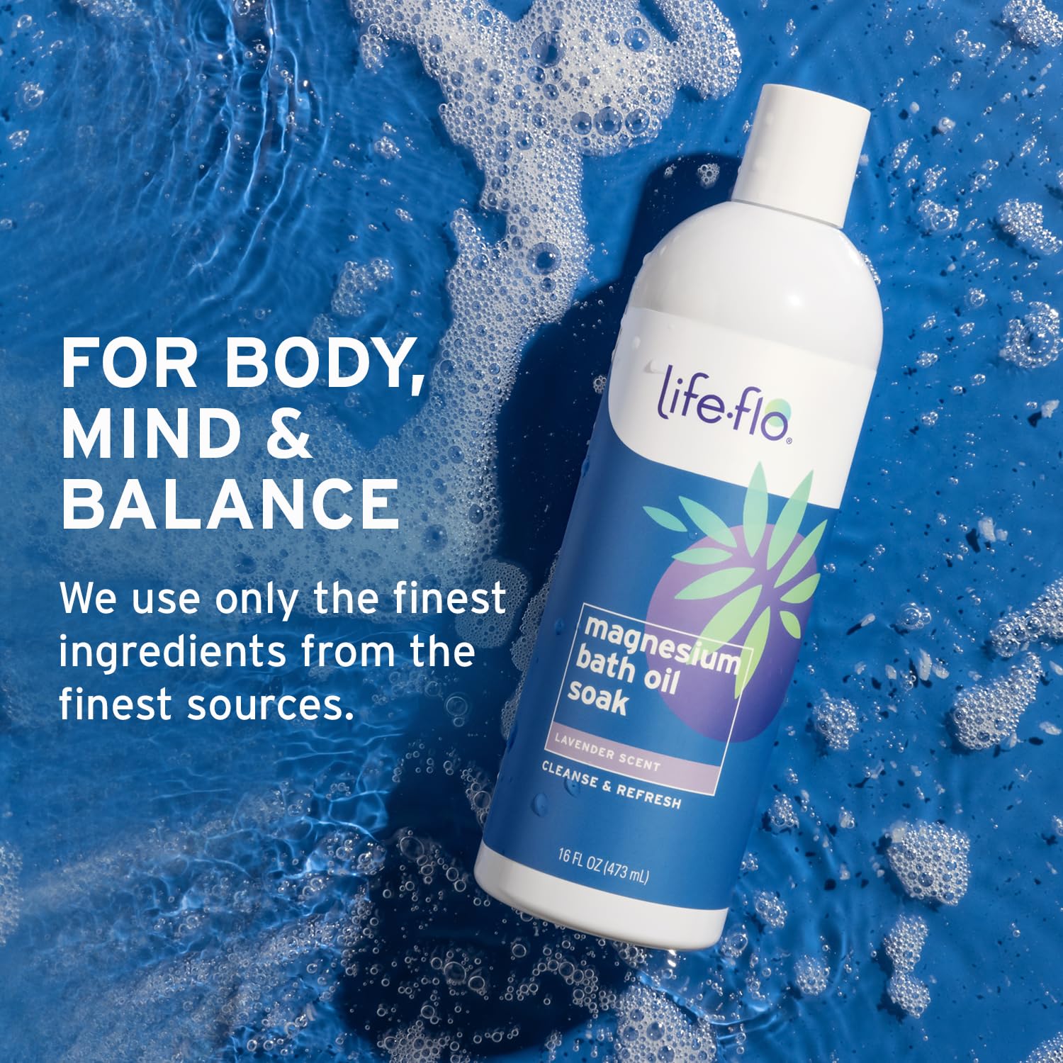 Life-Flo Magnesium Oil Bath Soak Lavender Scent, Plus Magnesium Chloride From Zechstein Seabed, Cleanses And Refreshes, Relaxes