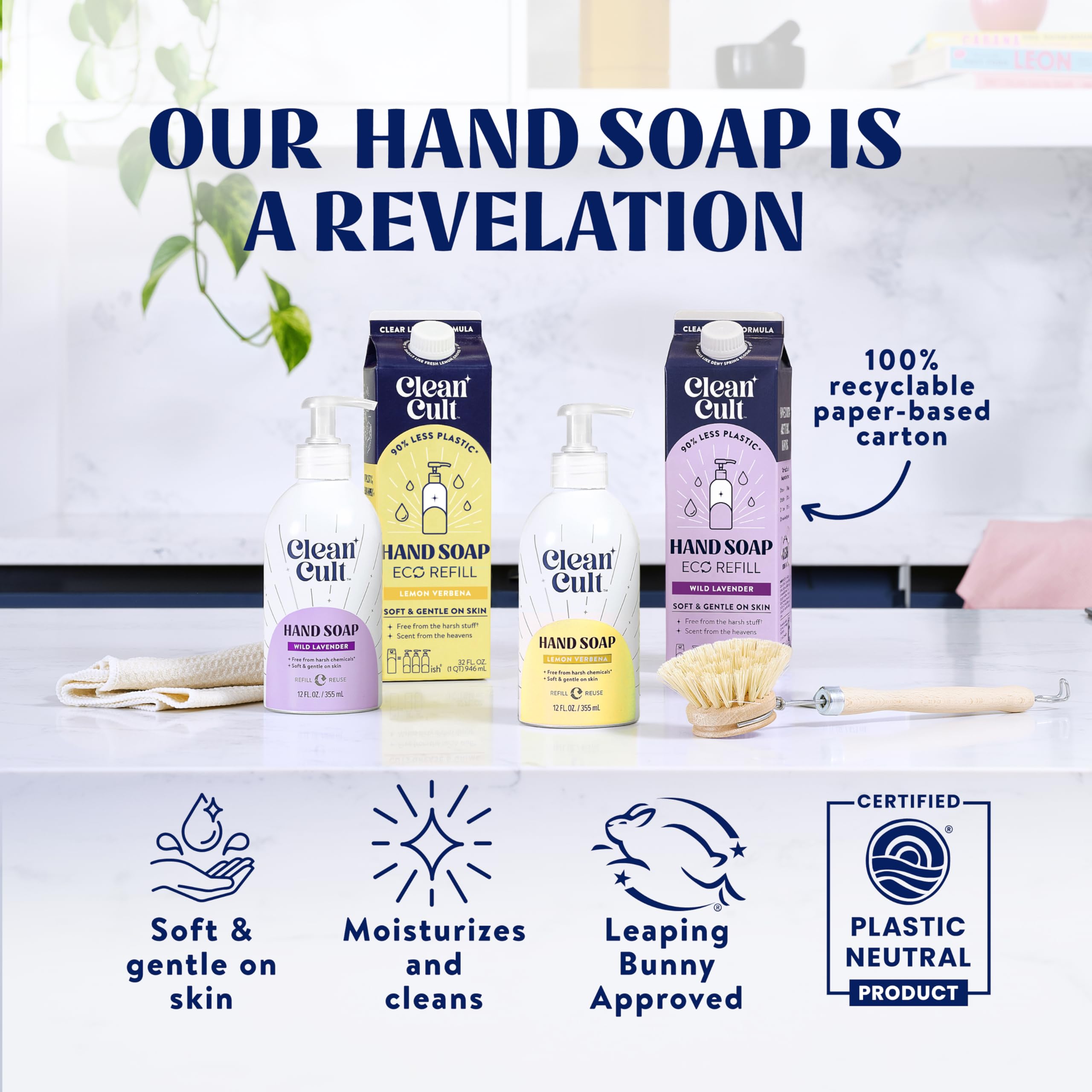Cleancult Liquid Hand Soap Refill - Wild Lavender - Moisturizes Dry & Sensitive Skin - Made With Aloe Vera & Lavender Essential