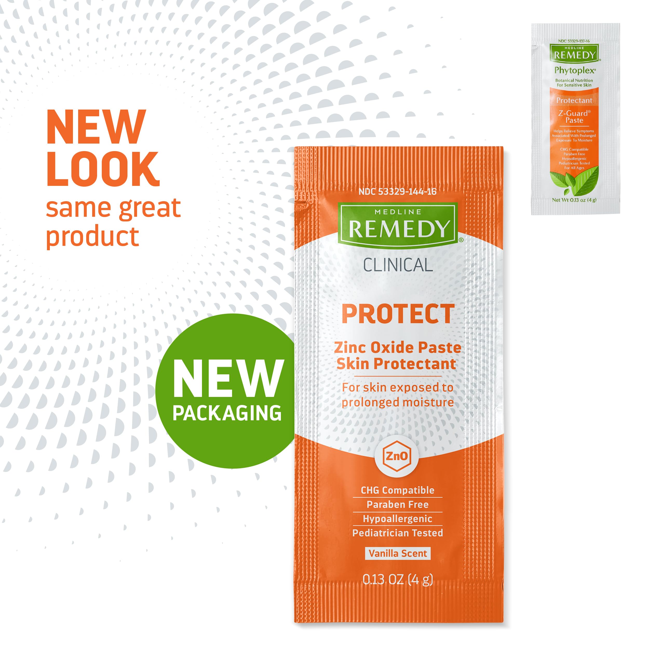 Medline Remedy Clinical Zinc Oxide Paste Skin Protectant, 144 Packets (0.13 Fl Oz), Vanilla Scent, Diaper Rash Cream, Incontinen