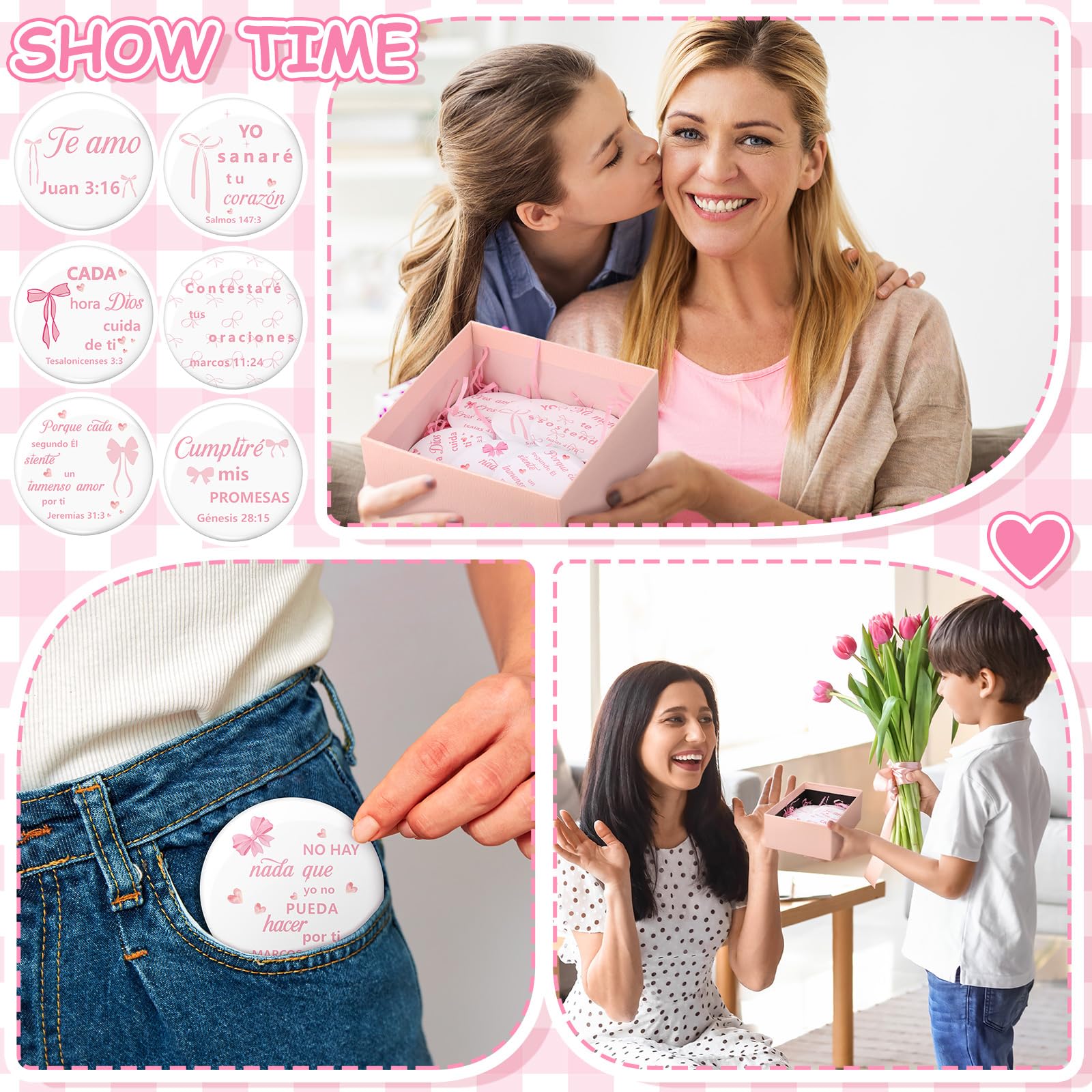 Namalu 48 Pcs Pink Bow Coquette Mini Pocket Mirrors Breast Cancer Awareness Inspirational Christian Gifts Bulk for Women Portabl