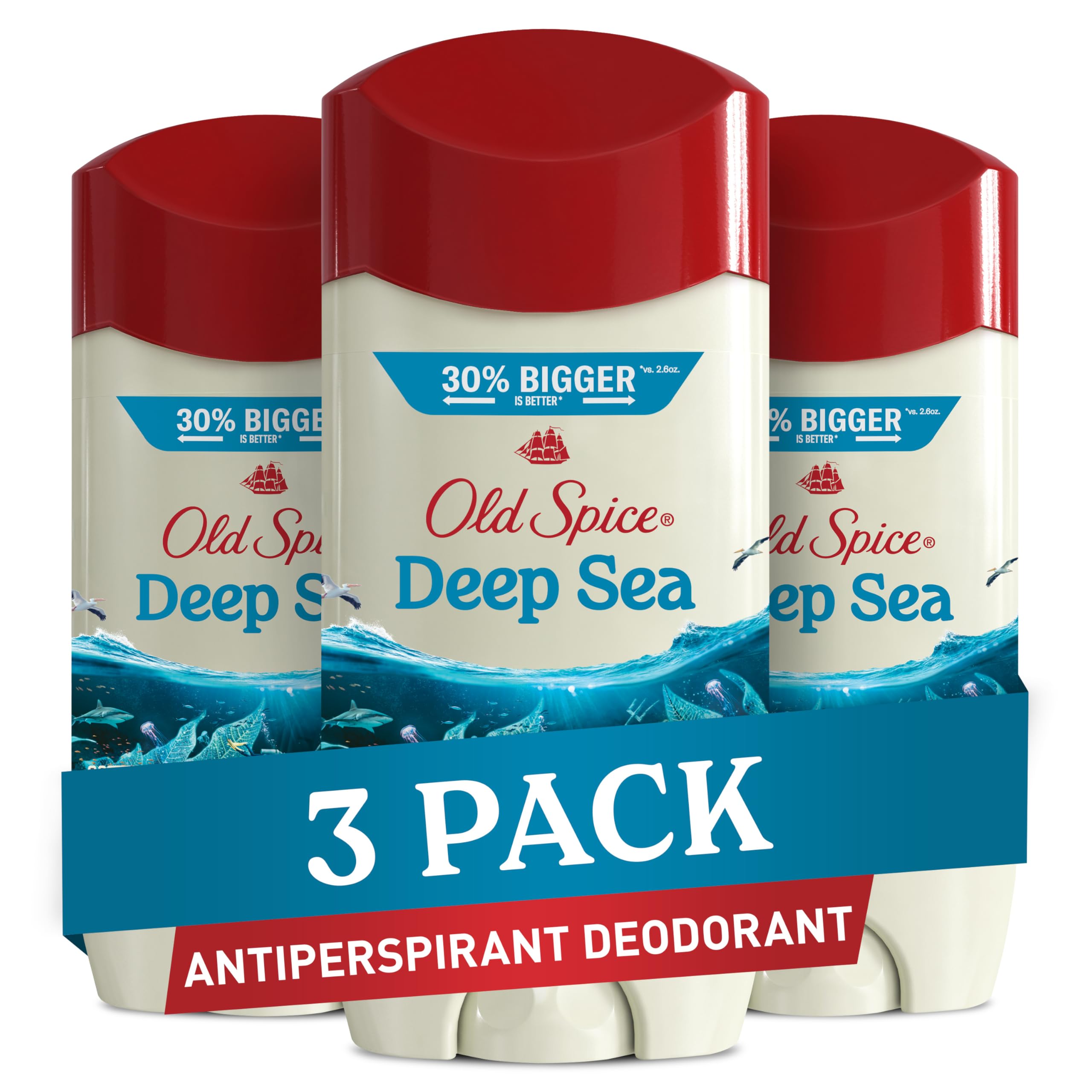 Old Spice Men 's Antiperspirant & Deodorant Deep Sea with Ocean Elements, 3.4oz (Pack of 3)