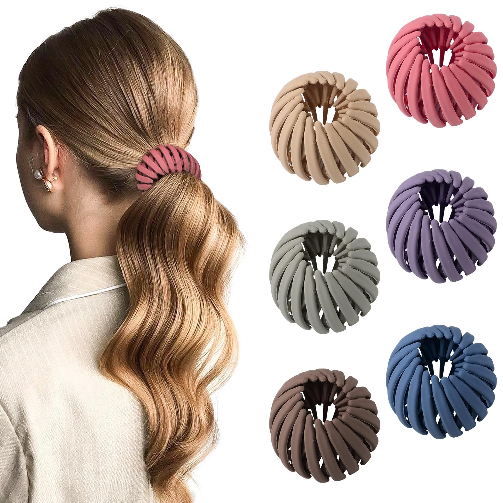 6Pcs Bird Nest Magic Hair Clips Hair Nest for Bun Strong Ponytail Holders for Women Girls (Dark, Small)