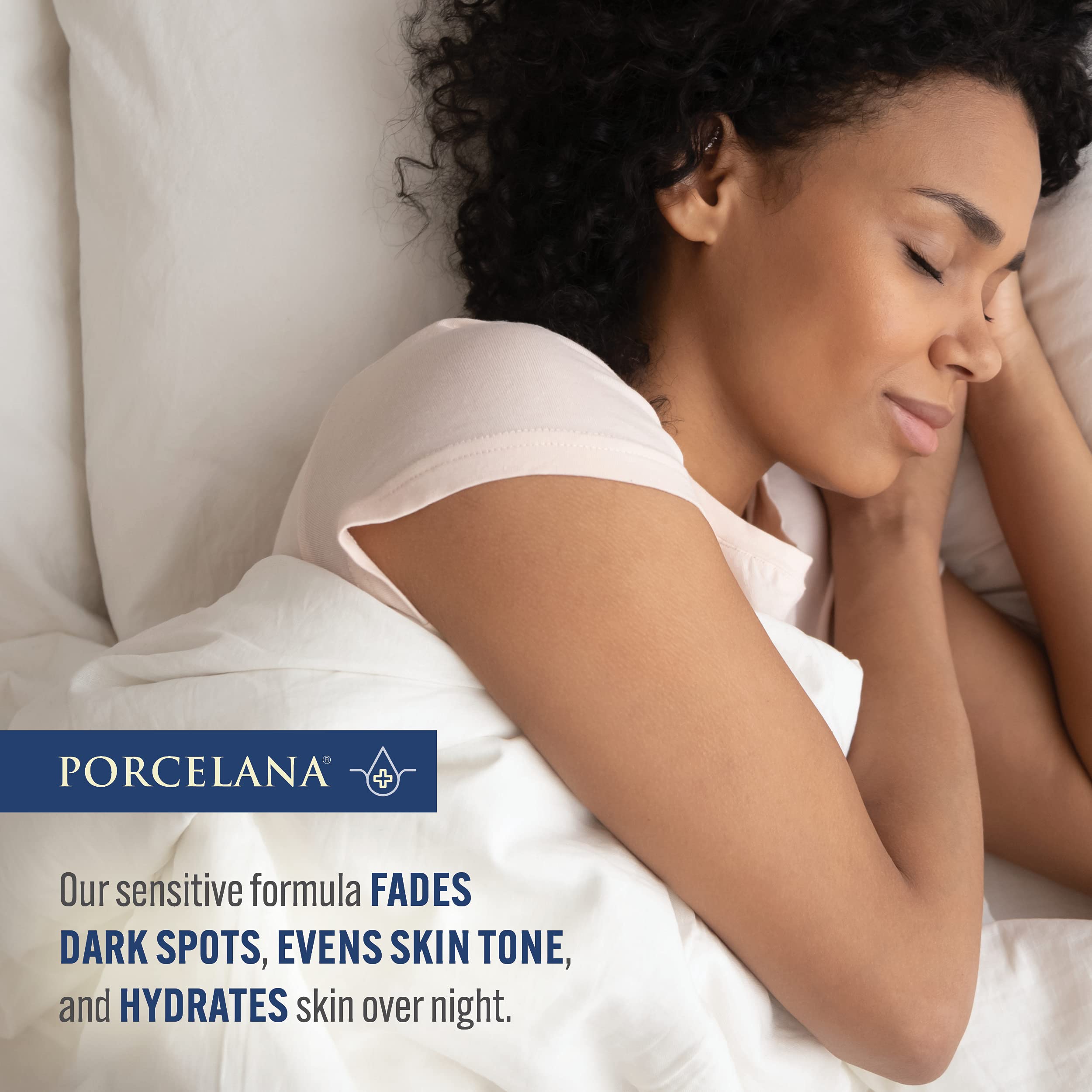Porcelana Nighttime Hydration Cream - Fades Dark Spots & Evens Skin Tone - 3 Ounce - Moisturizer with Vitamins & Antioxidants