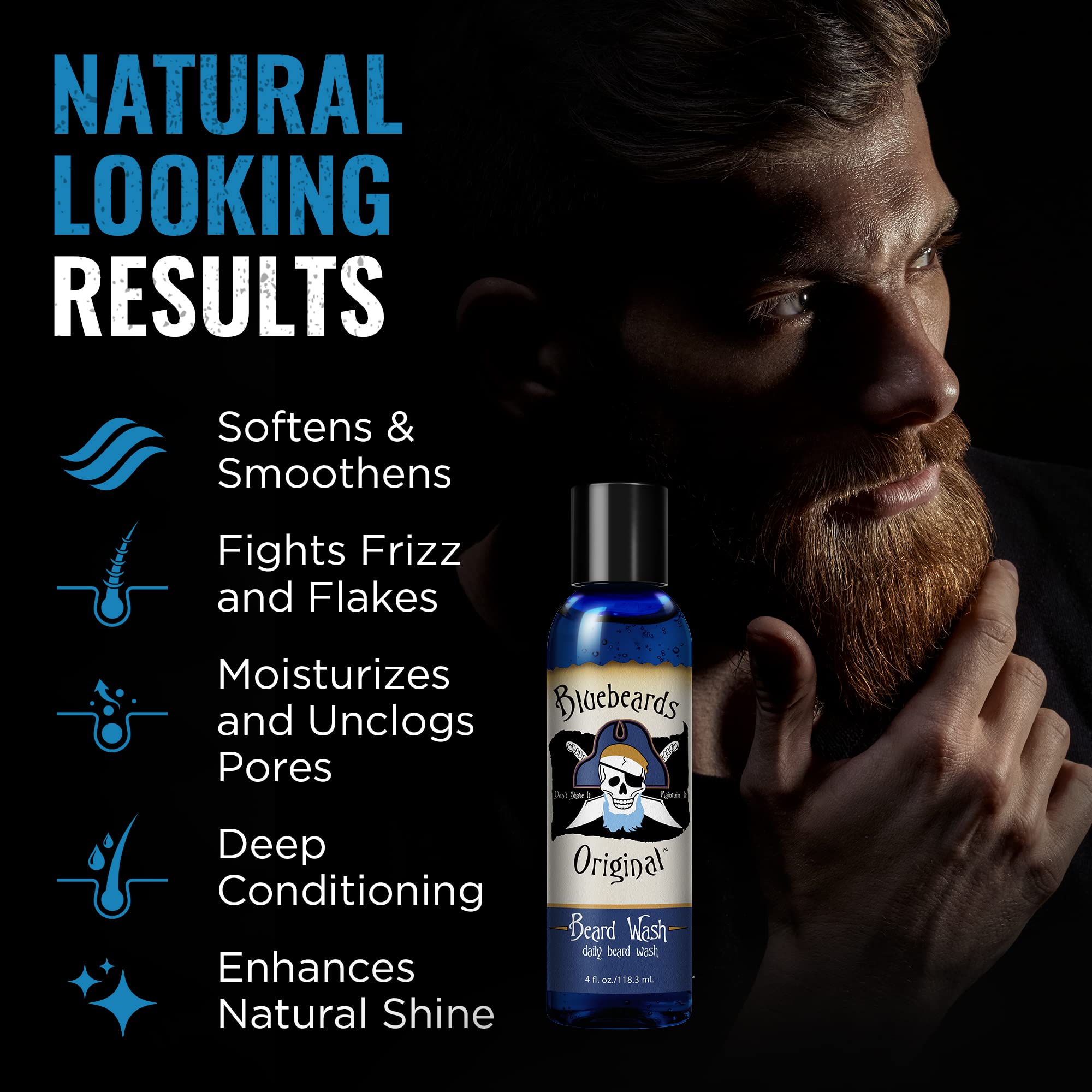 Bluebeards Original Beard Wash For Men, 4 Oz. - Natural Beard Wash And Beard Moisturizer, Infused With Aloe & Lime - Deeply Clea