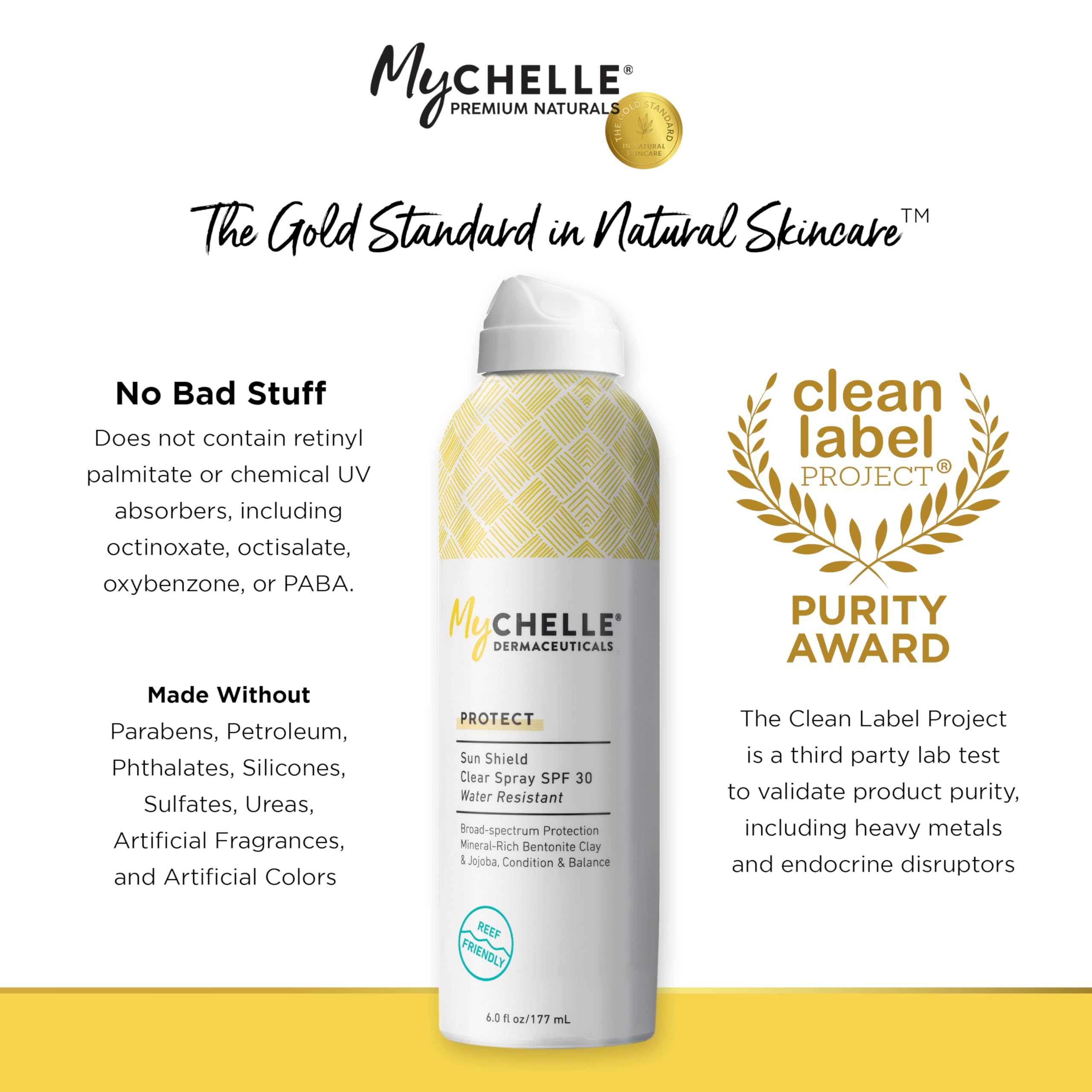 Mychelle Dermaceuticals Sun Shield Clear Spray Spf 30 With Zinc-Oxide, Water-Resistant & Non-Aerosol Spray, Broad Spectrum, Suns