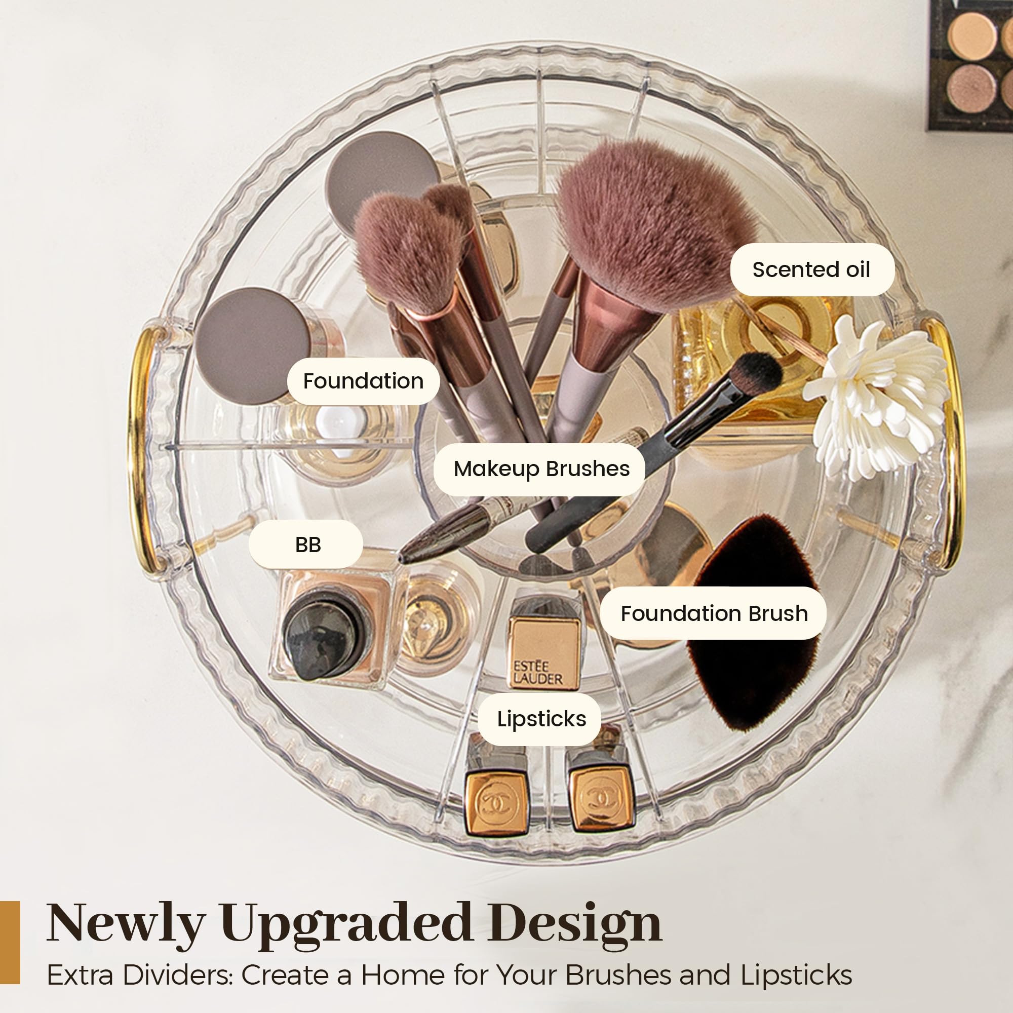 Aveniee 360 Rotating Makeup Organizer, Perfume Skincare Bathroom Countertop Vanity Organizers, Clear 3 Tier Spinning Skincare St