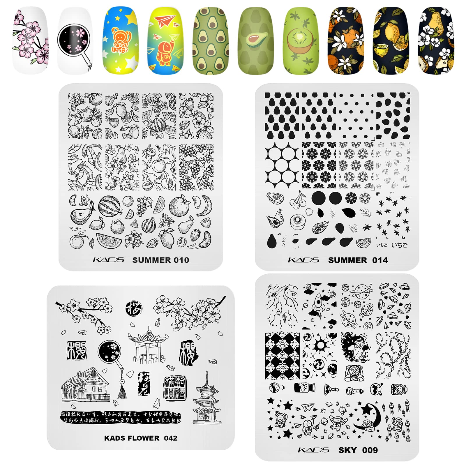 Kads 20Pcs Nail Stampig Plates With Stamper And Scraper Kit Nail Stamp Template Stencil Nail Art Design Diy Tool