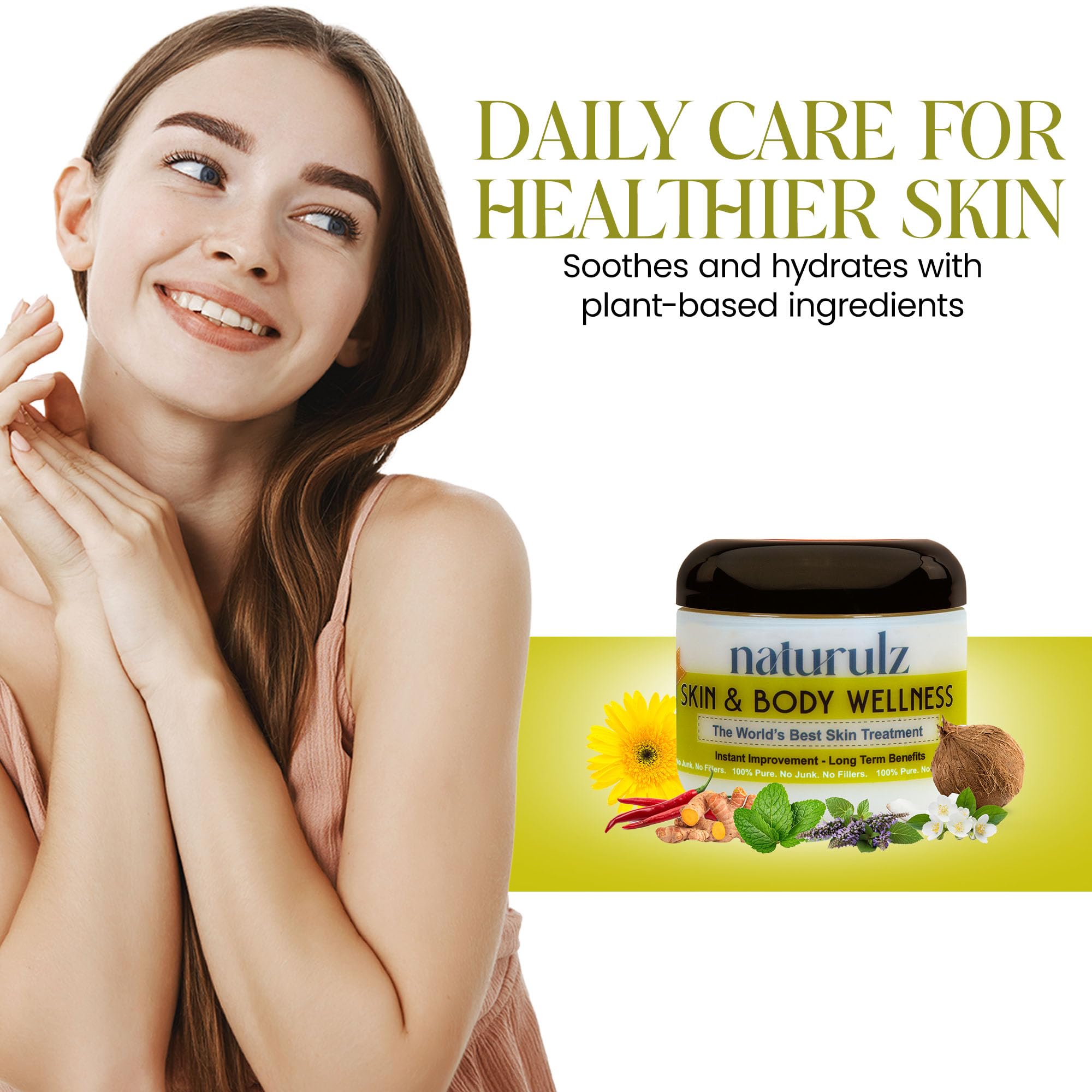Naturulz Skin & Body Wellness 4oz - Everyday Essentials with Nourishing Coconut oil, Antioxidant-rich Turmeric, Oregano, Parsley