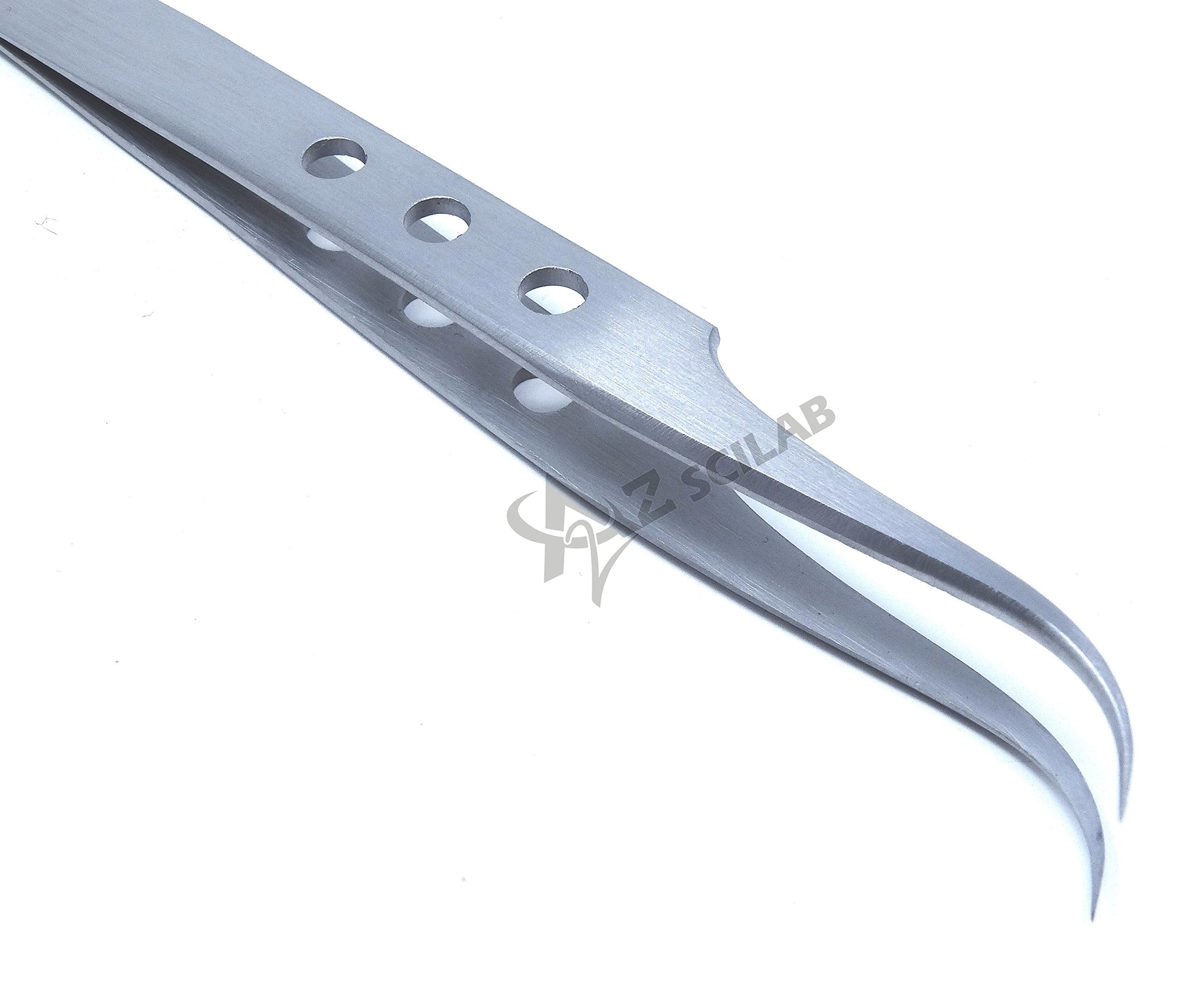 Eyelash Eyebrow Lashes Extensions Volume 3D+ 5D 6D Stainless Steel Tweezers (Strong Curved)