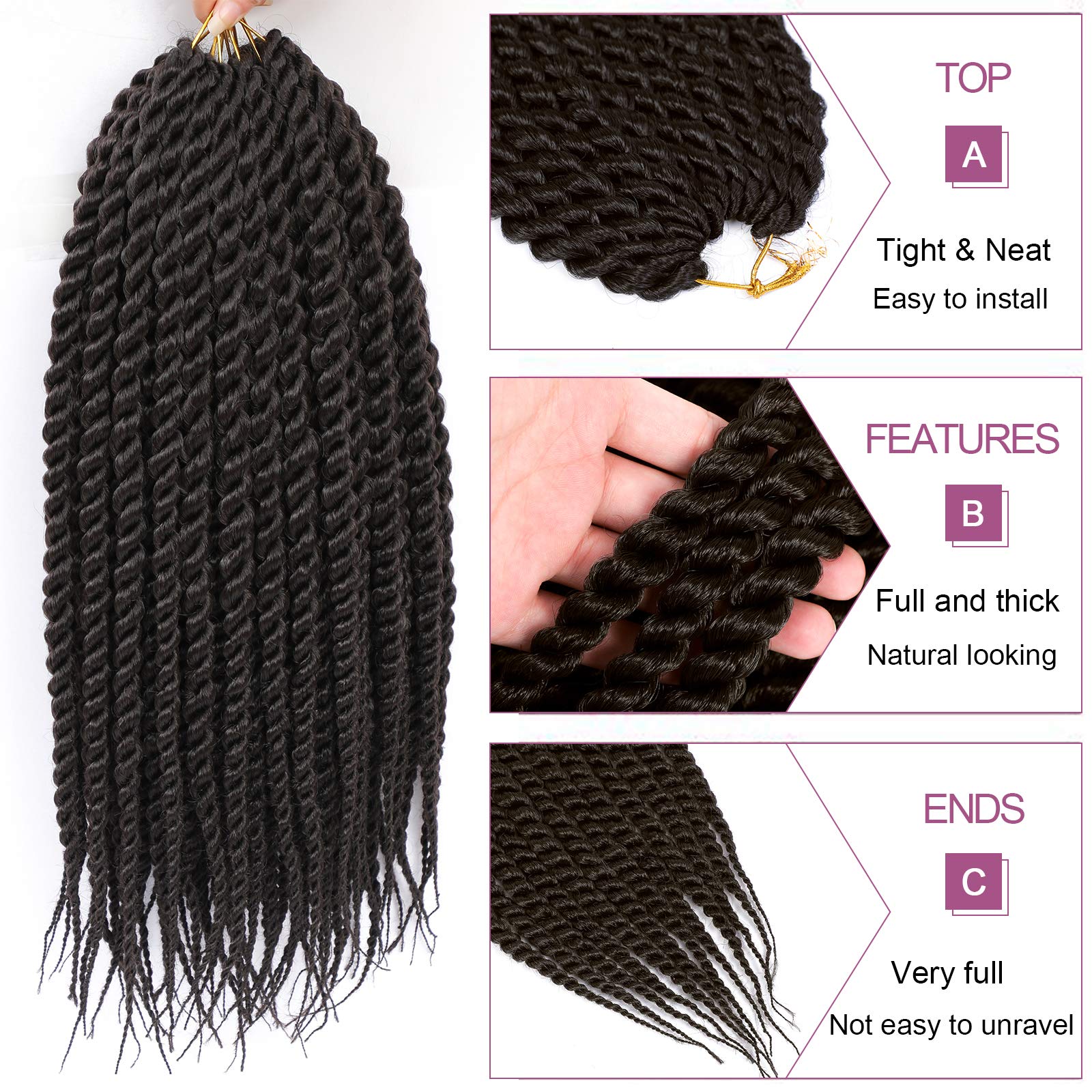 Havana Twist Crochet Hair 6 Packs 22 Inch Crochet Braids Senegalese Twist Crochet Hair Jumbo Havana Twist Crochet Braids(4#)