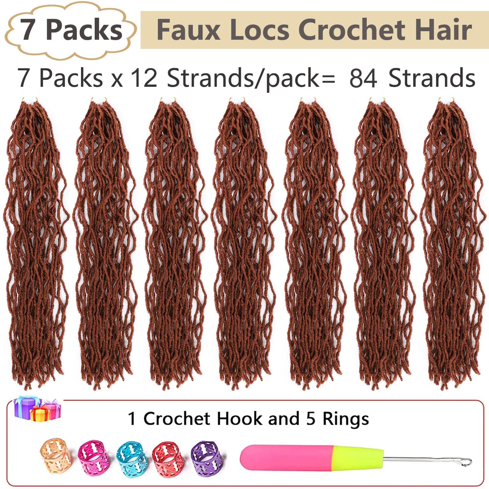 Faux Locs Crochet Hair Soft Locs 24 Inch 7 Packs Crochet Locs Pre Looped Natural Locs Crochet Hair For Women (24 Inch (Pack Of 7