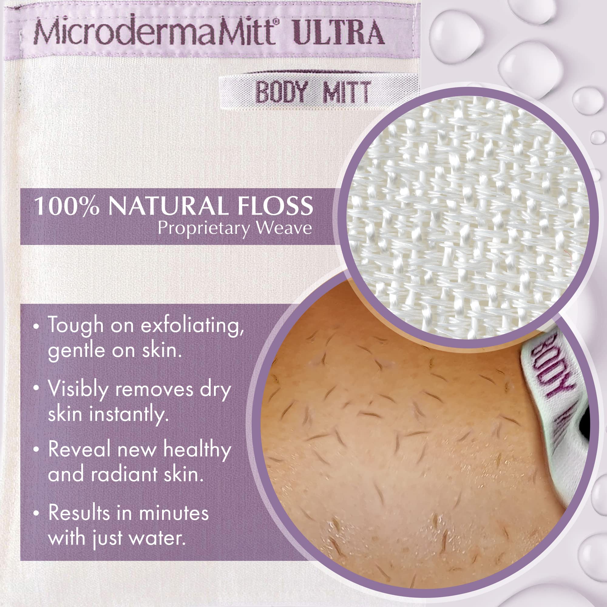 Microdermamitt Ultra Exfoliating Mitt - The Ultimate Deep Exfoliating Body Scrubber Kese Glove - Keratosis Pilaris, Strawberry S