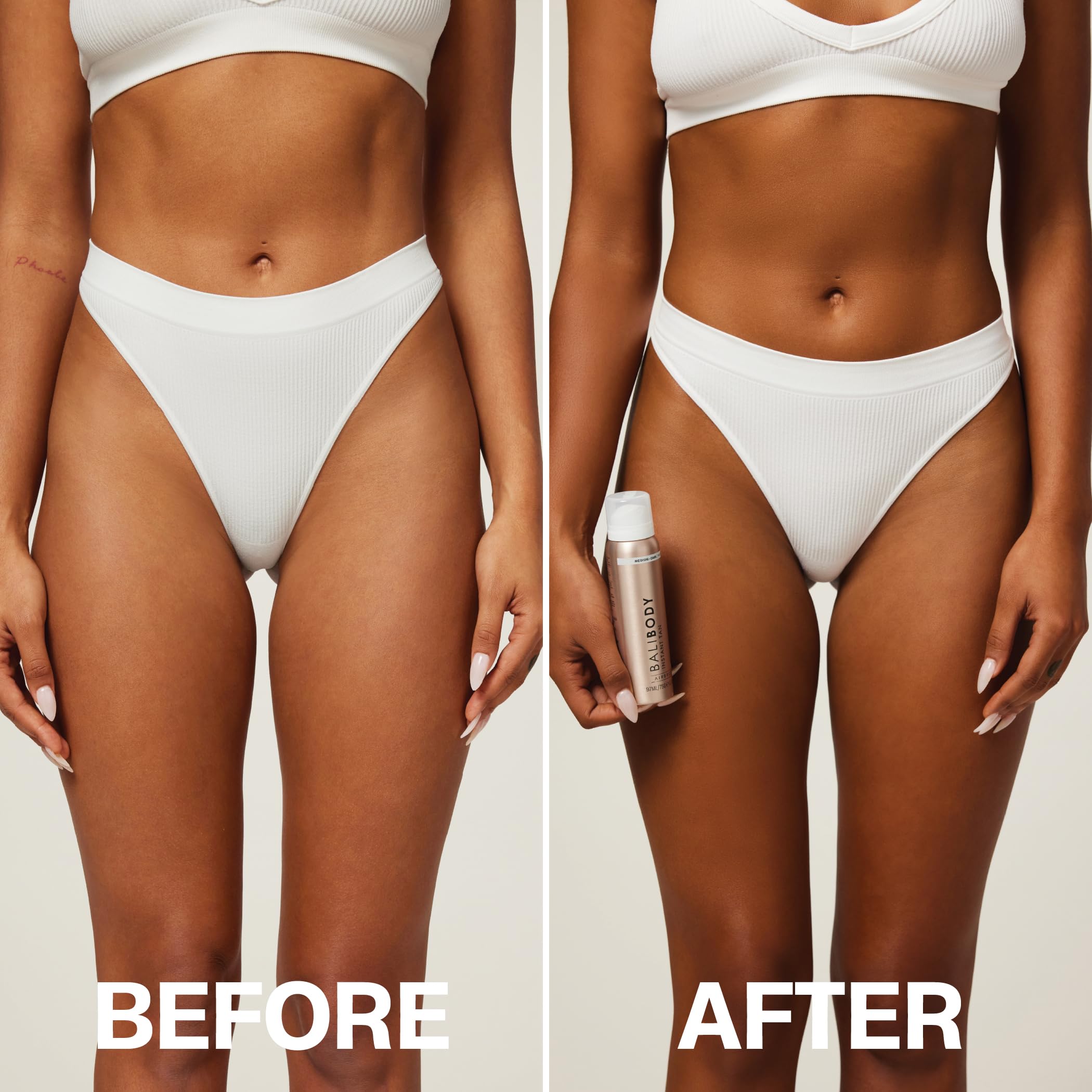 Bali Body Instant Tan Medium-Dark | Skin Perfecting Aerated Spray, Instantly Flawless Airbrushed Bronzed Finish | Soothing For A