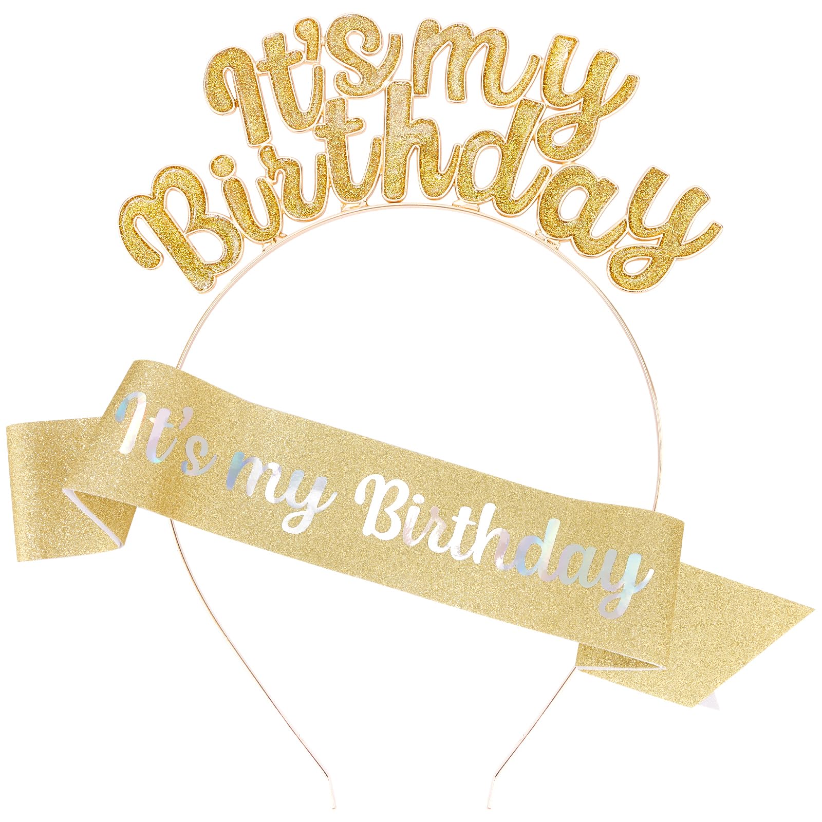 Chanaco Birthday Headband & Birthday Sash Set Its my Birthday    Crown and Sash Birthday Sashes and Tiara for Women Happy Birthd