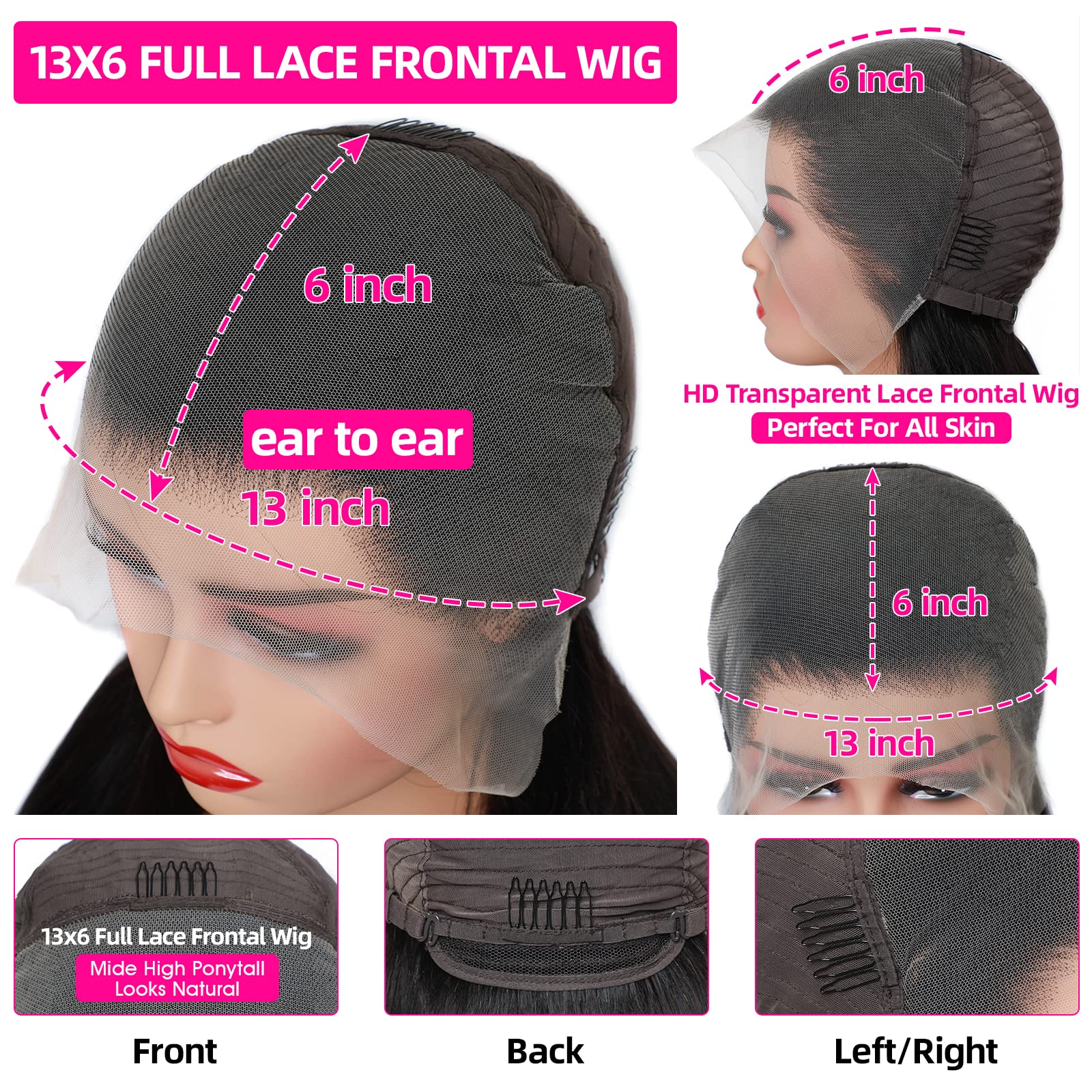 Lemoda 13X6 Full Lace Frontal Wig 180 Density Body Wave Lace Front Wigs Human Hair Transparent Lace Pre Plucked 12A Brazilian Vi
