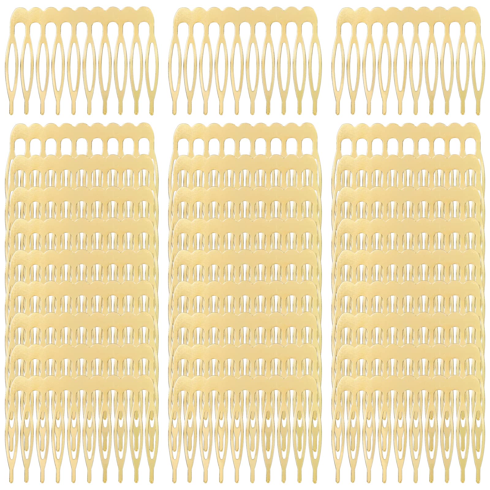 Cinaci 30pcs Small Plain Blank DIY Craft Gold Metal Hair Side Combs Slides with 10 Teeth Wedding Bridal Veil Combs Headpieces Fr