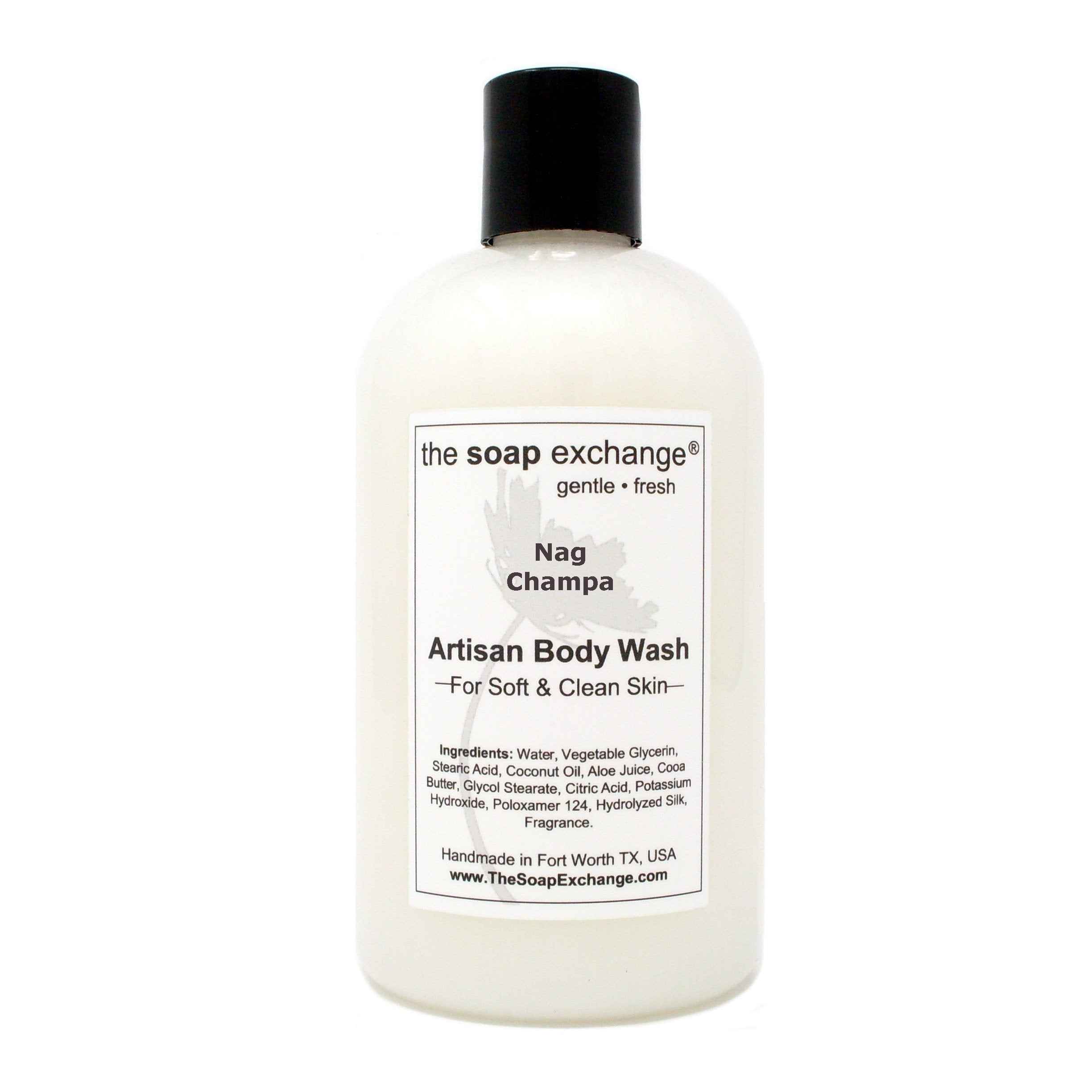 The Soap Exchange Body Wash - Nag Champa Scent - Hand Crafted 12 Fl Oz / 354 Ml Natural Artisan Liquid Soap For Hand, Face & Bod