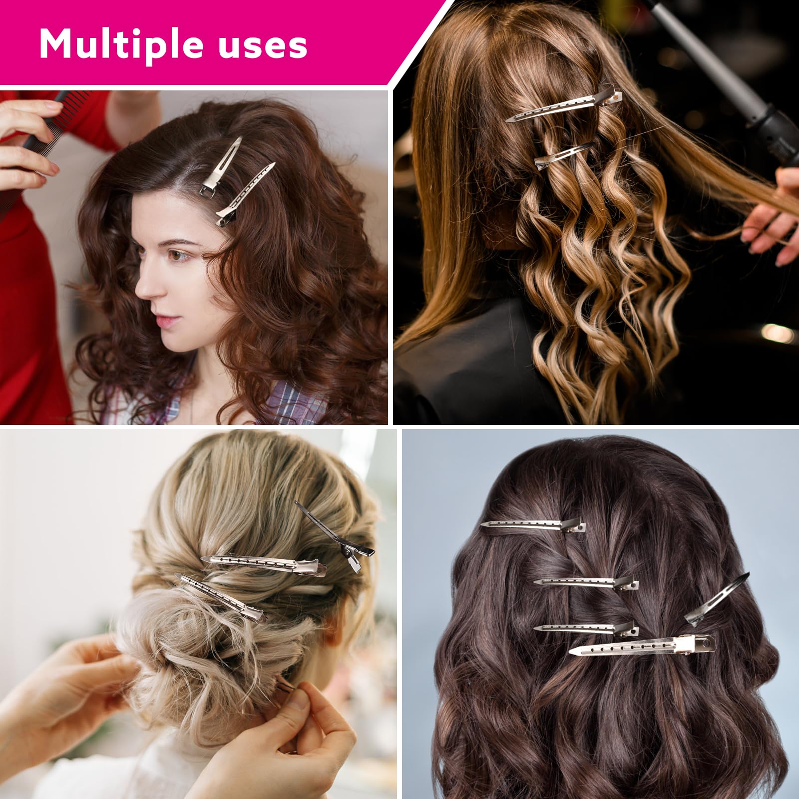 30 Pack Metal Hair Clips, 3.54 Inch Metal Duckbill Hair Clips No Crease Hair Clips For Women Hair Styling