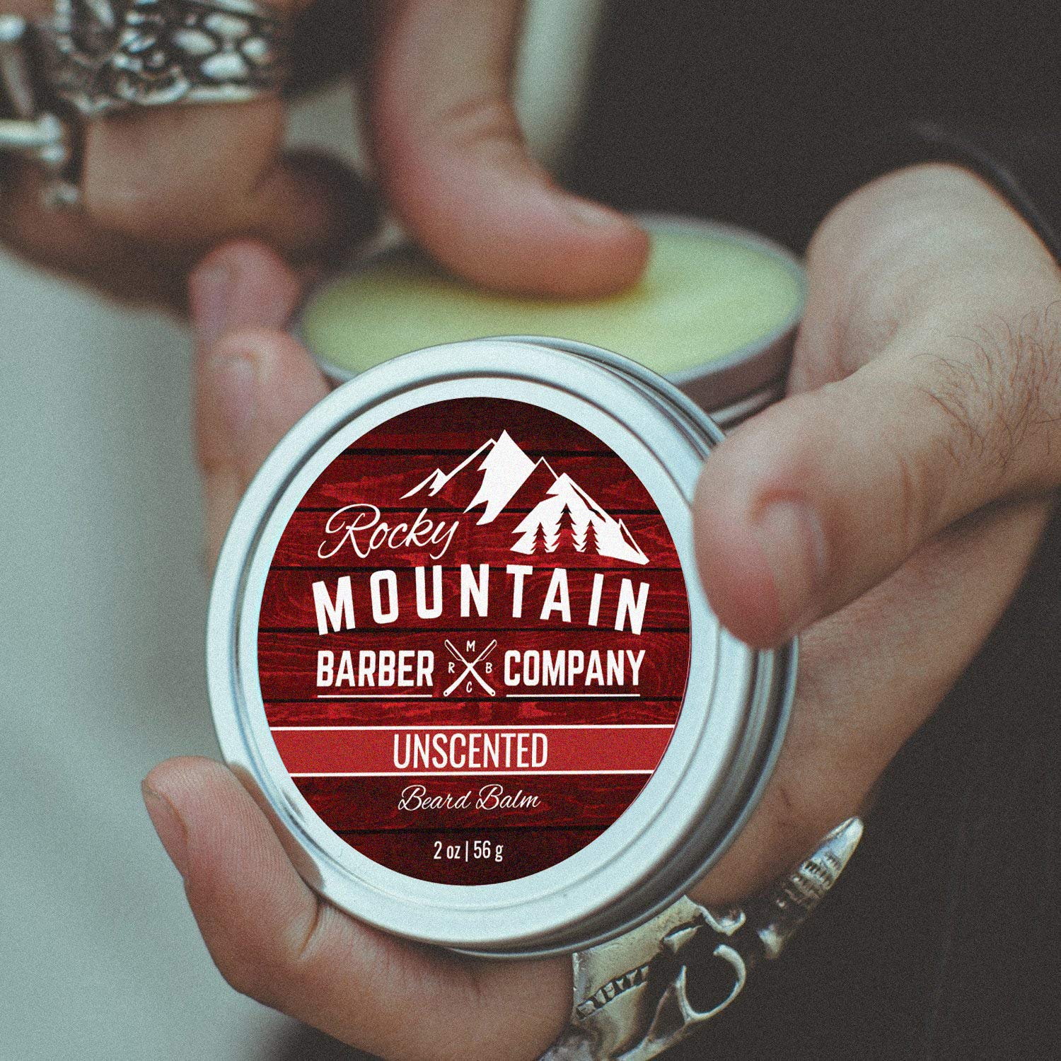 Rocky Mountain Barber Company Beard Balm - Classic Unscented - 100% Natural - Premium Wax Blend With Nutrient Rich Bees Wax, Joj