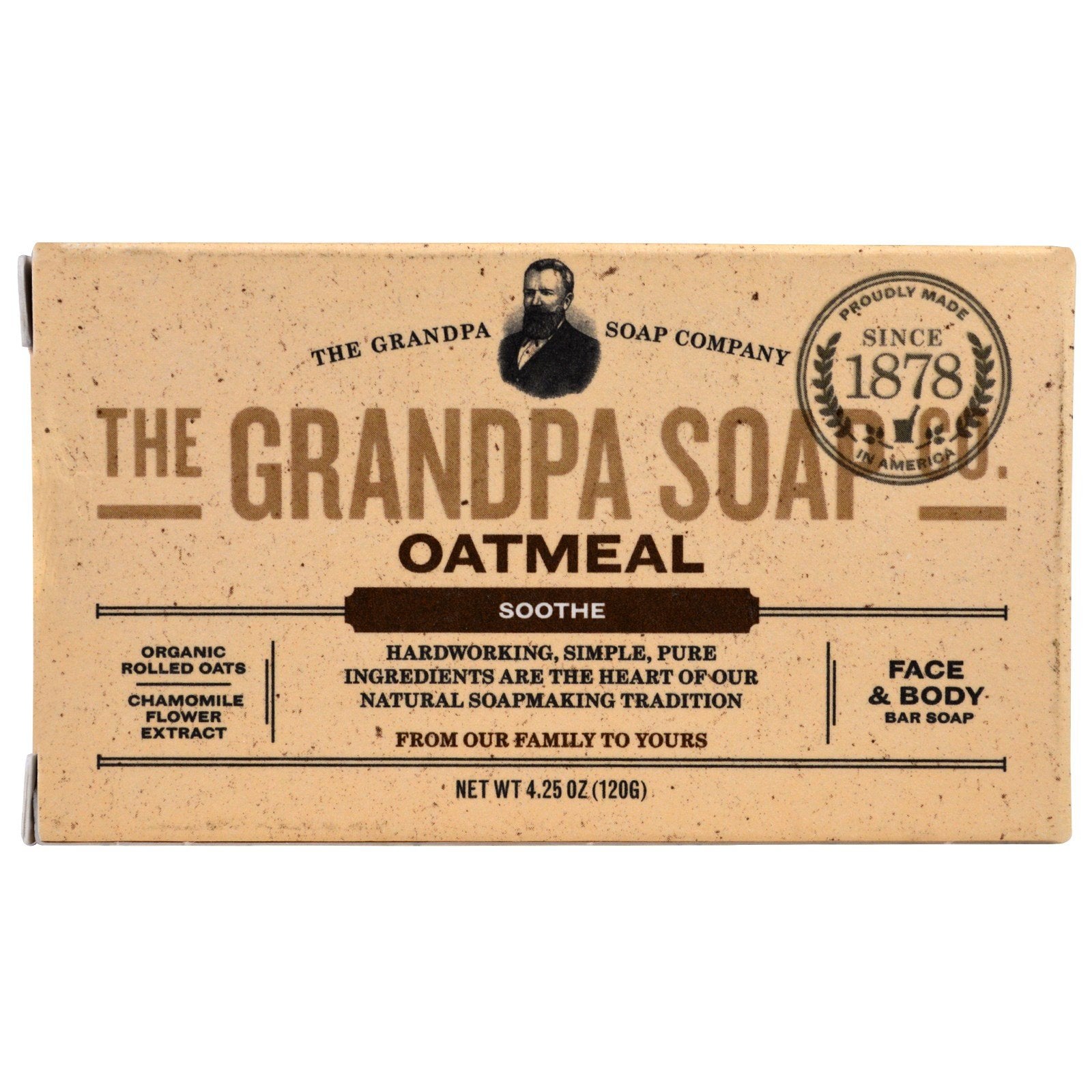 Grandpa'S Old Fashioned Oatmeal Bar Soap For Face And Bath, 3.25 Ounce