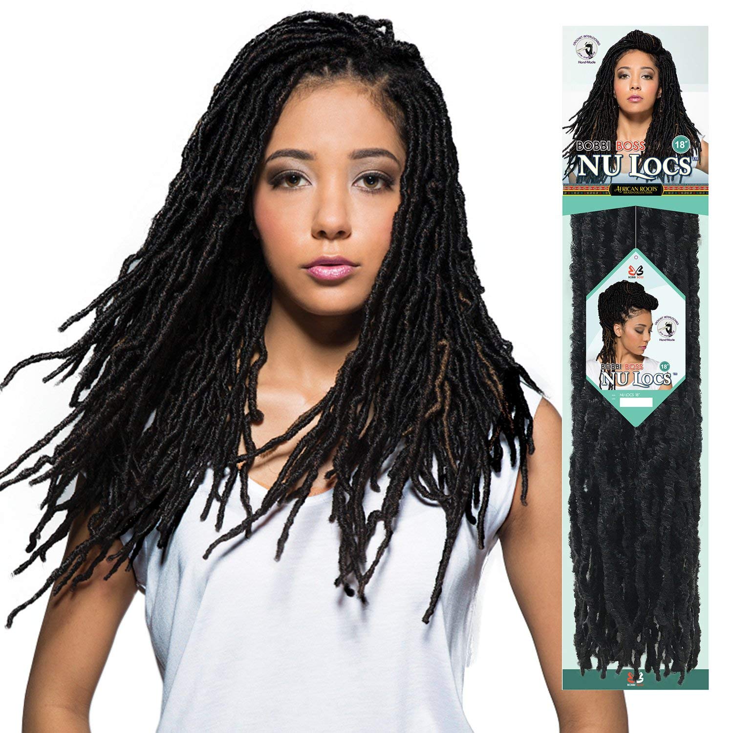 Bobbi Boss Synthetic Hair Crochet Braids African Roots Braid Collection Nu Locs 18 (4-Pack, 99J)