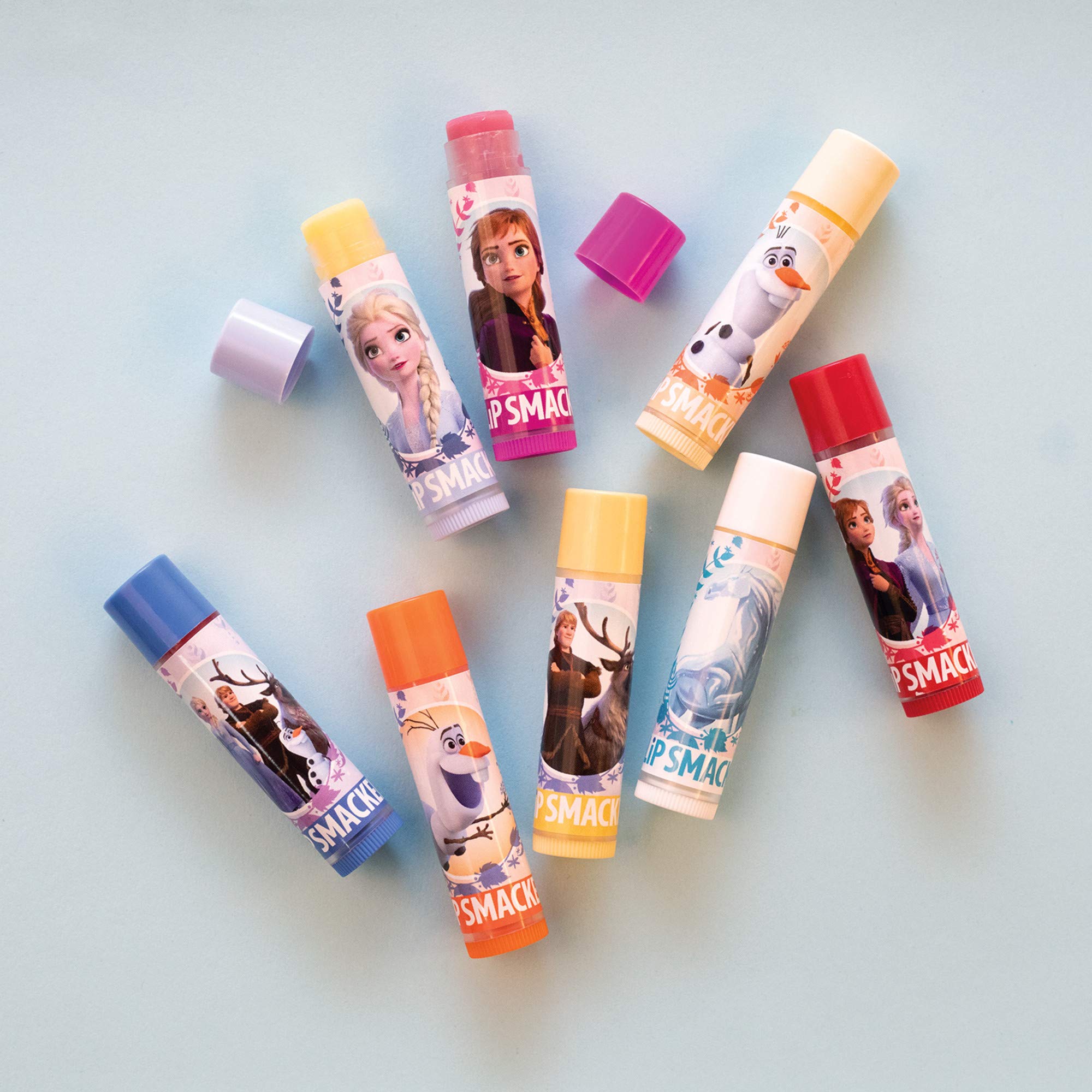 Lip Smacker Disney Frozen II Lip Balm 8-Piece Party Pack Northern Blue Raspberry, Optimistic Berry, Wonderful Waffles & Syrup, T