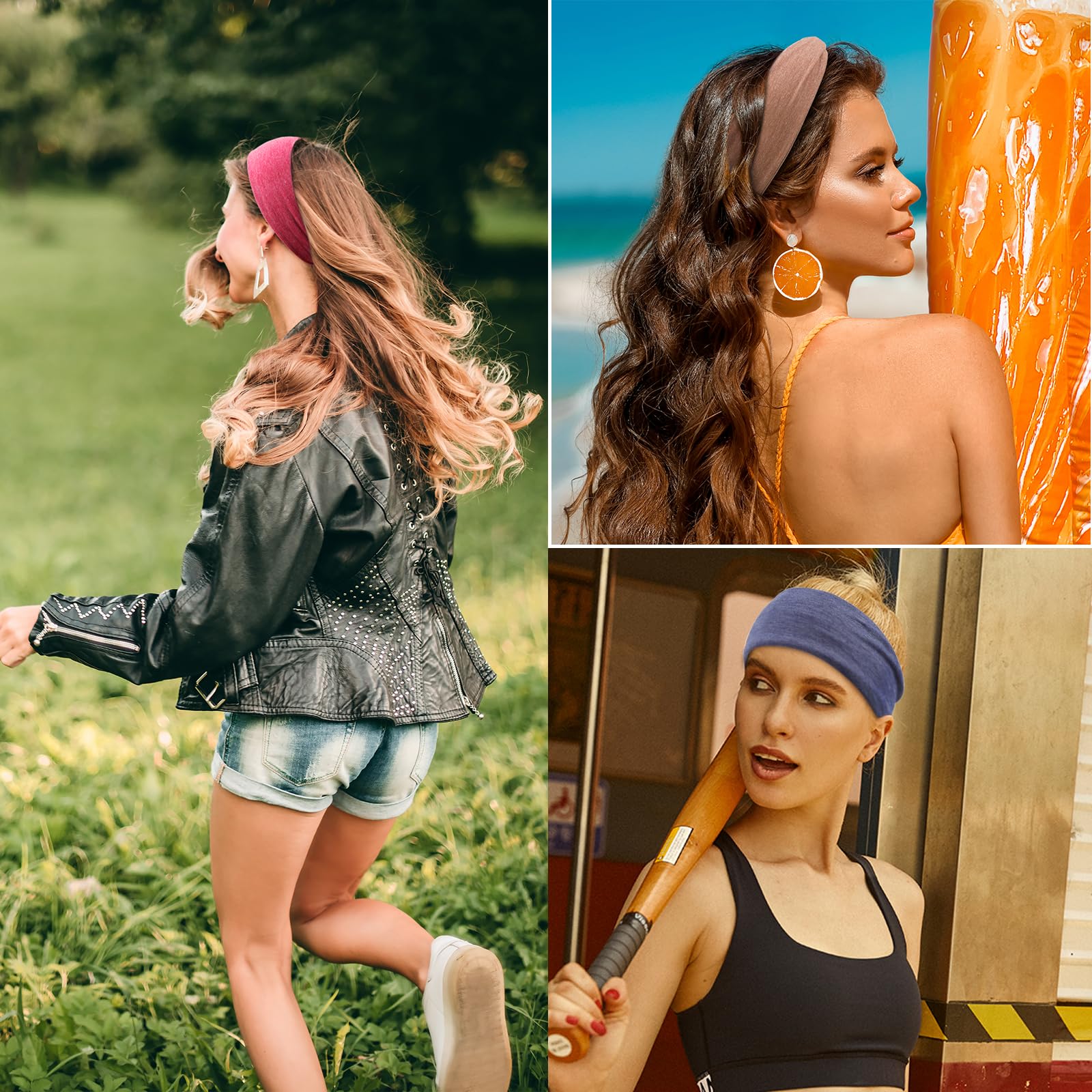 Dreshow 6 Pack Yoga Sports Headbands For Women Elastic Non-Slip Headbands Running Workout Hair Bands