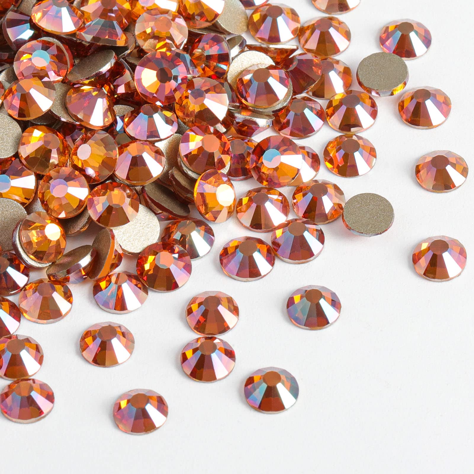 Beadsland 2880pcs Flat Back Crystal Rhinestones Round Gems for Nail Art and Craft Glue Fix, Amber, SS20,4.6-4.8mm
