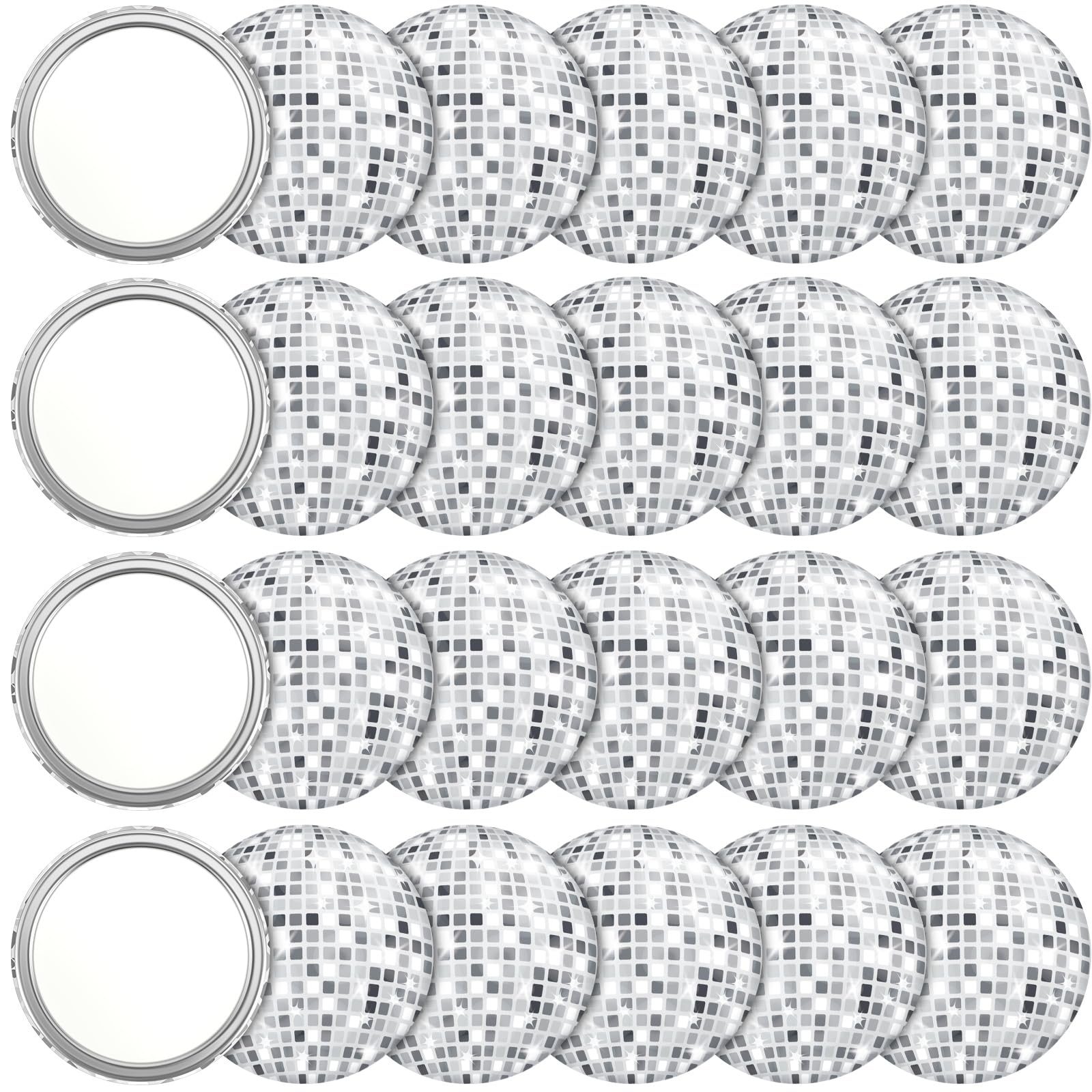 Qunclay 24 Pcs Disco Ball Compact Mirror 2.76 Inch Vintage Round Pocket Mirror Makeup Mini Mirror Handheld Portable Mirror For P