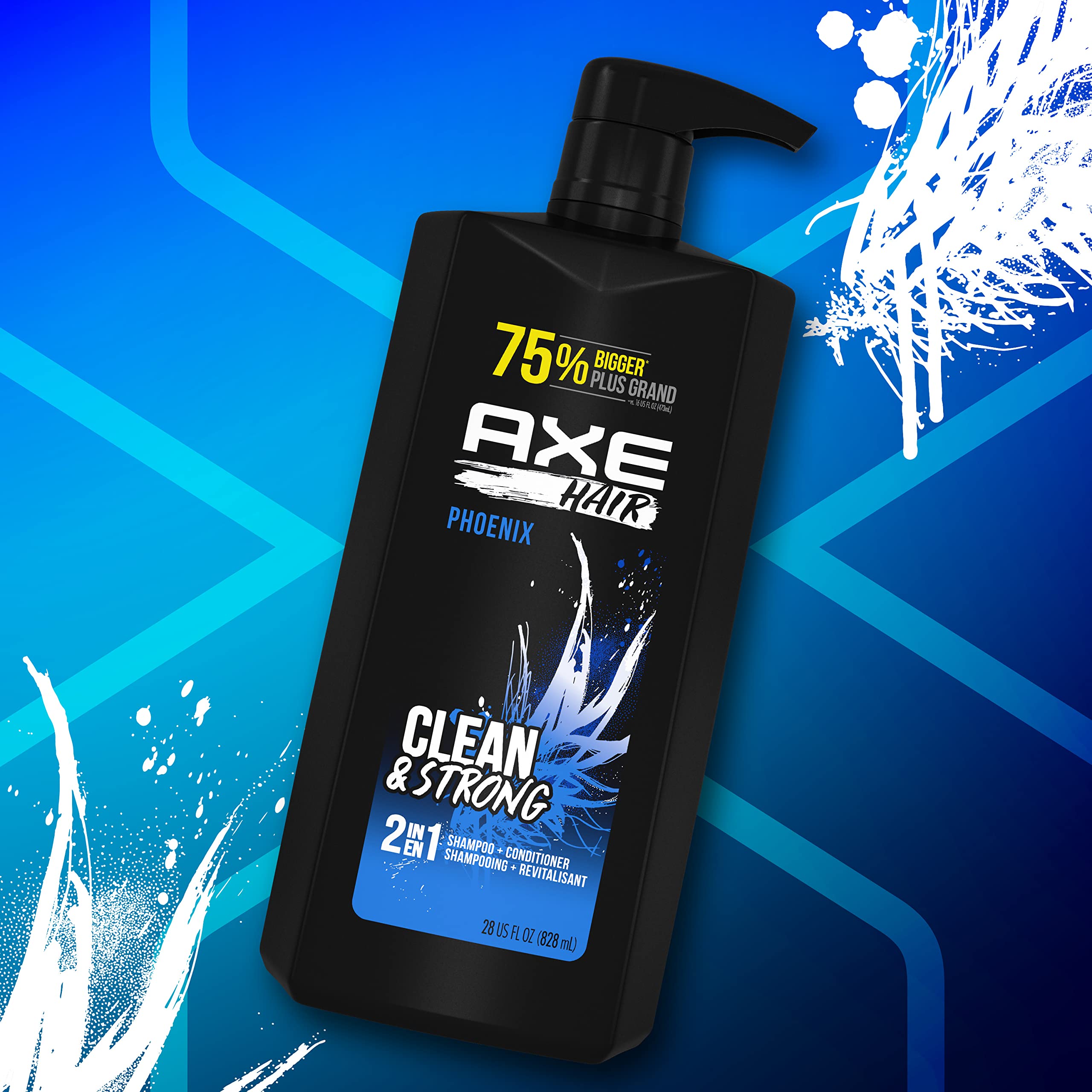 AXE Wash and Care for Clean and Strong Hair Phoenix 2-in-1 Shampoo and Conditioner Crushed Mint and Rosemary 100 percent Recycle
