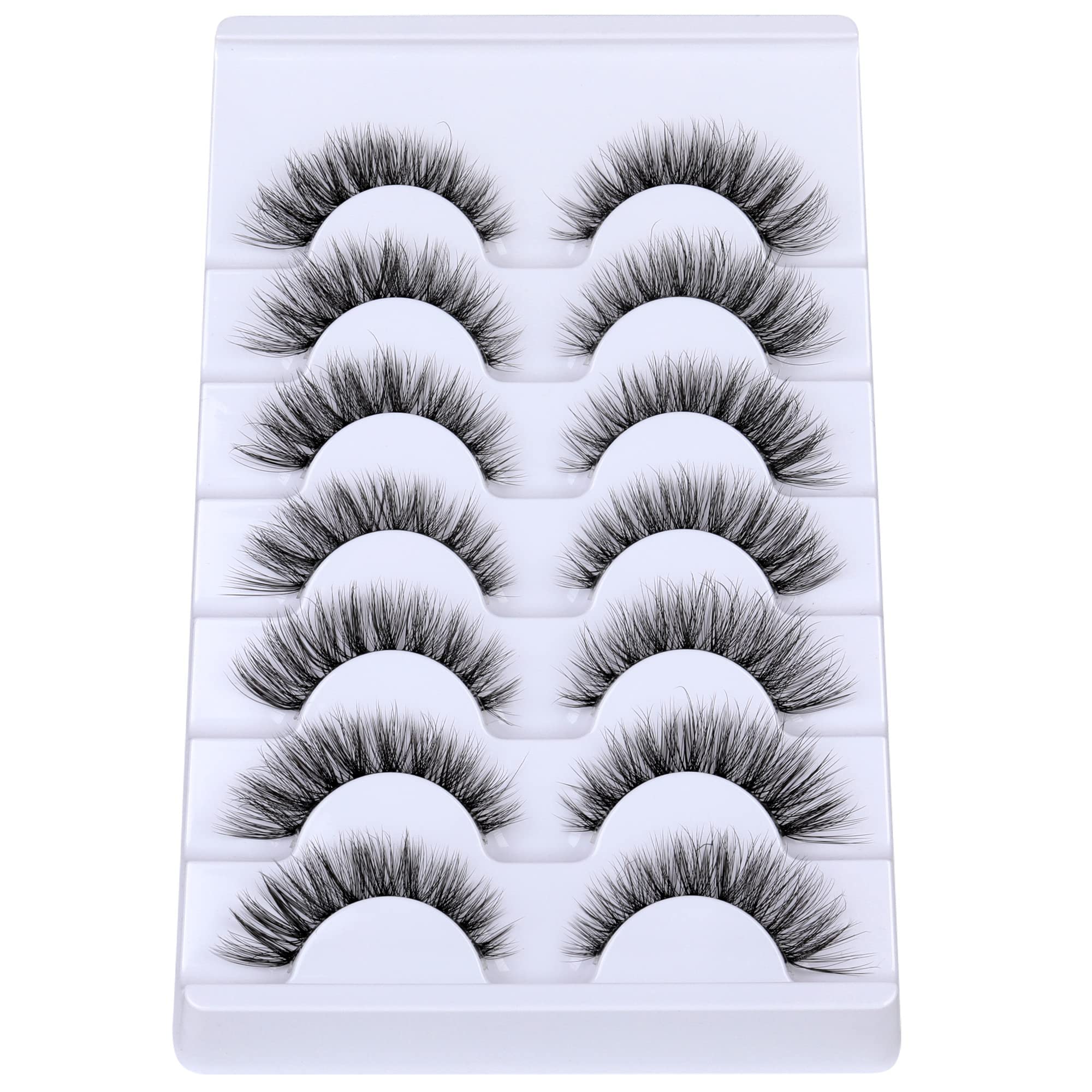 JIMIRE Lashes with Clear Band Demi-Wispies Fluffy Faux Mink Eyelashes Wispy Cat Eye False Eyelashes Natural Look Like Lash Exten