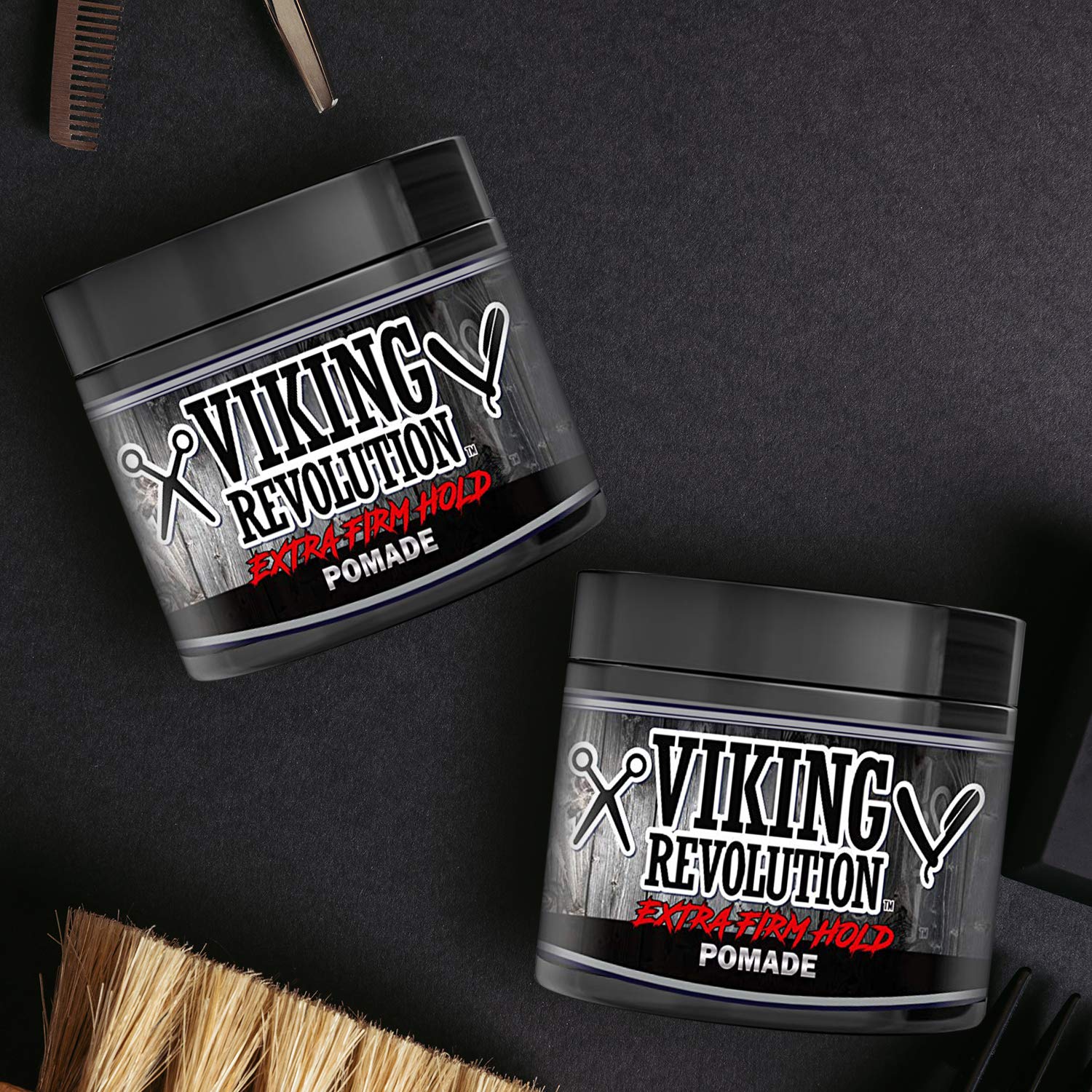 Viking Revolution Extreme Hold Pomade For Men - Style & Finish Your Hair (2 Pack)