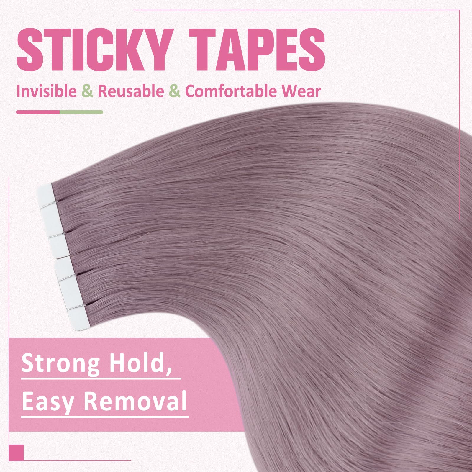 YoungSee Purple Tape in Extensions Human Hair Light Purple Tape on Hair Extensions Human Hair Lavender Human Hair Extensions Tap