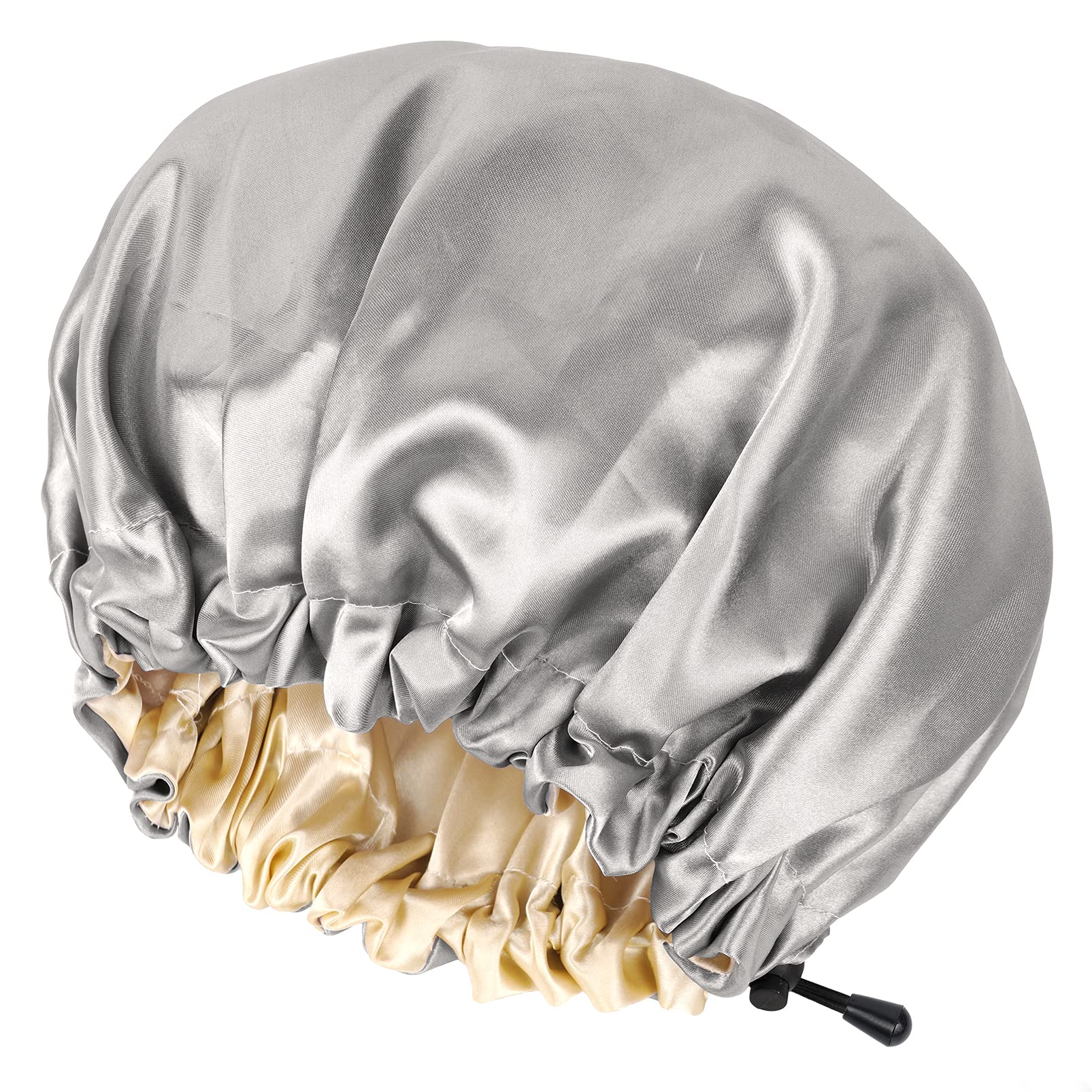CHORHA Satin Sleep Cap,Double-Sided Adjustable Sleep Bonnet,Bonnet Cap for Sleep (Silver)
