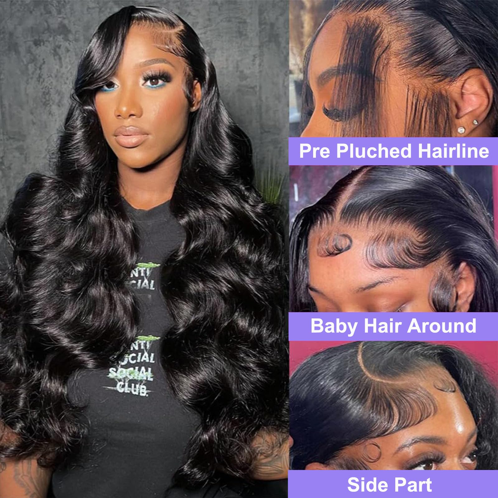 Ciusum Body Wave Lace Front Wigs Human Hair Pre Plucked 13X4 Frontal Wigs Human Hair Wigs 180% Density Glueless Transparent Hd L