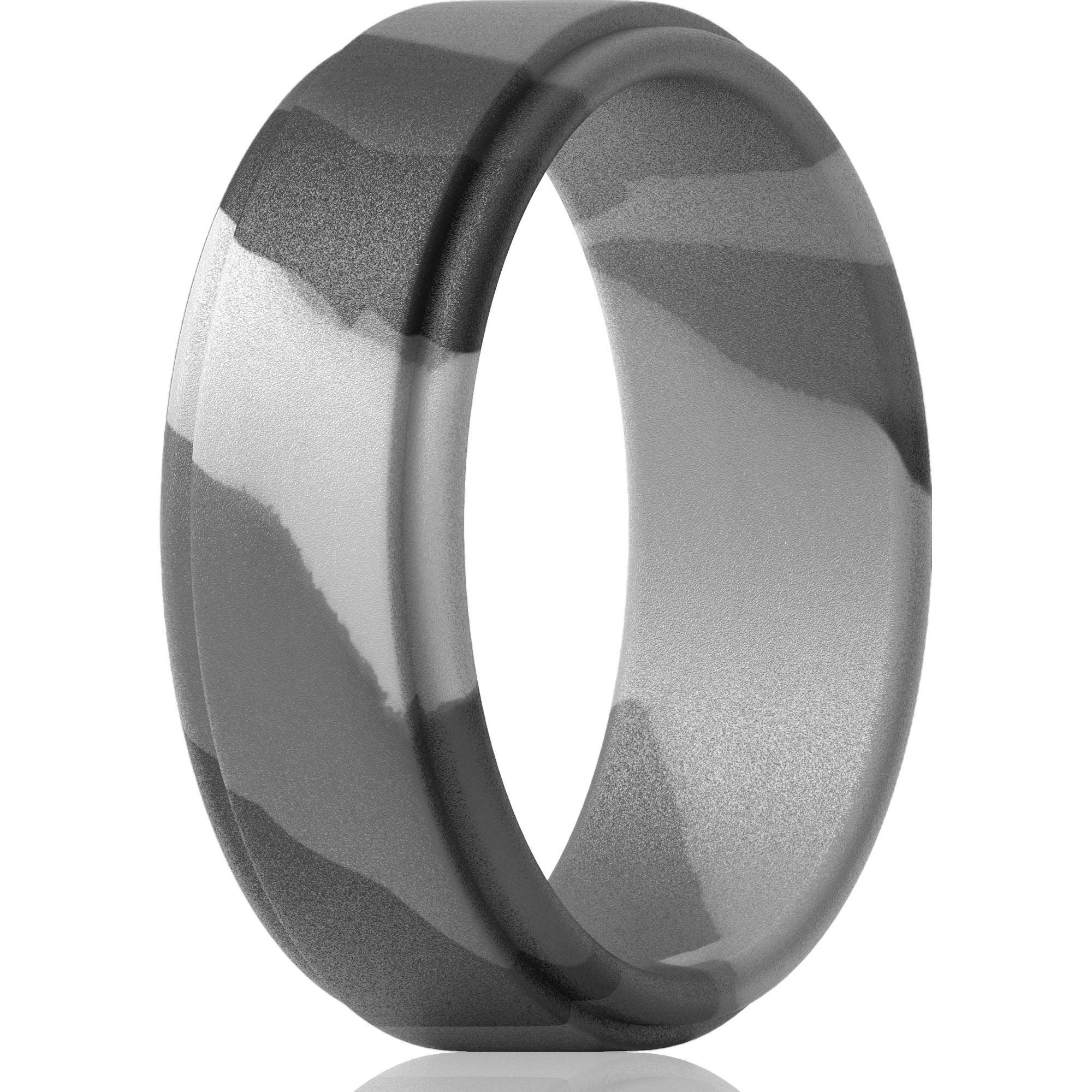 ThunderFit Silicone Wedding Ring for Men - 1 Ring (Grey Camo, 11.5-12 (21.3mm))