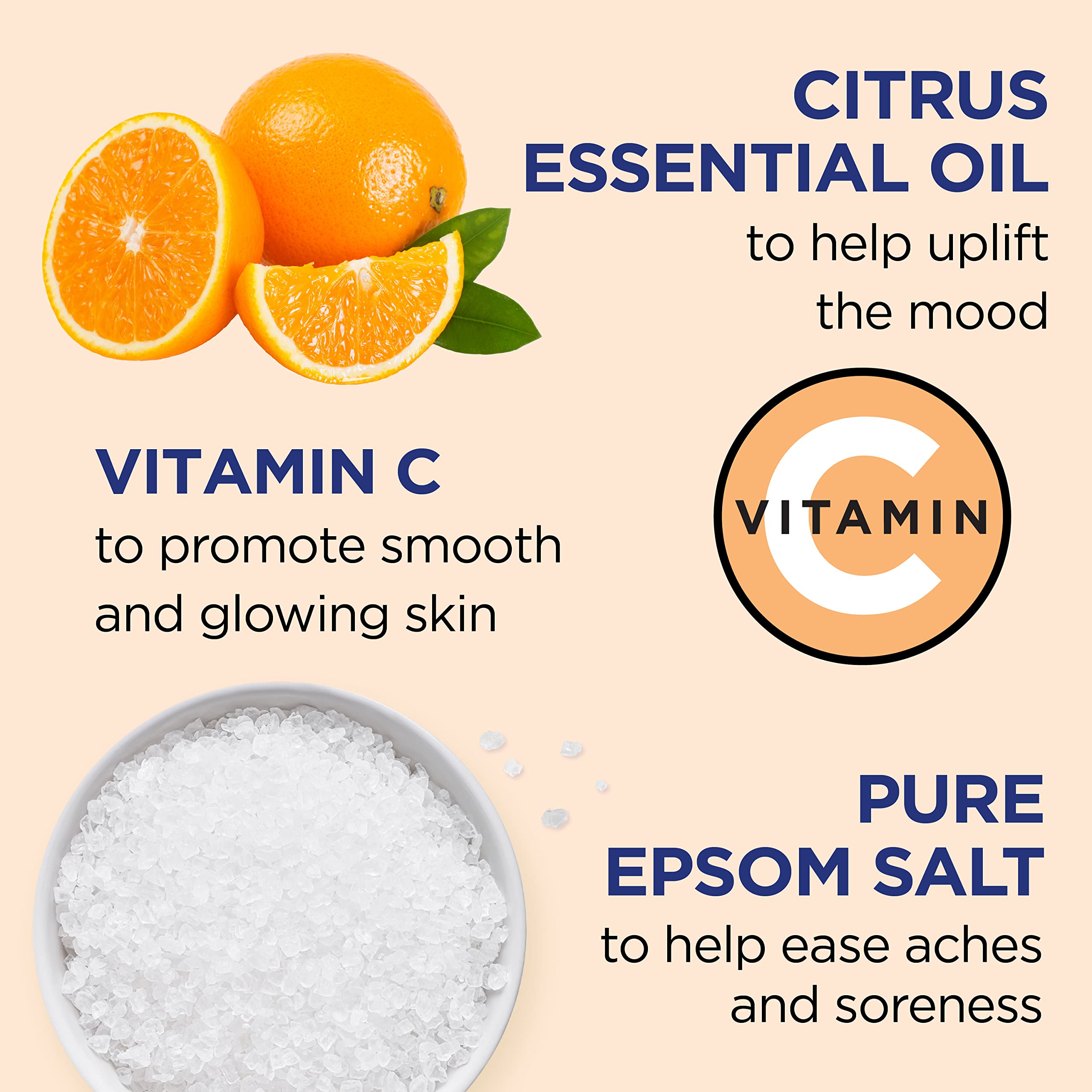 Dr Teal's Pure Epsom Salt Soak, Glow & Radiance with Vitamin C & Citrus Essential Oils, 3 lbs (Pack of 4) (Packaging May Vary)