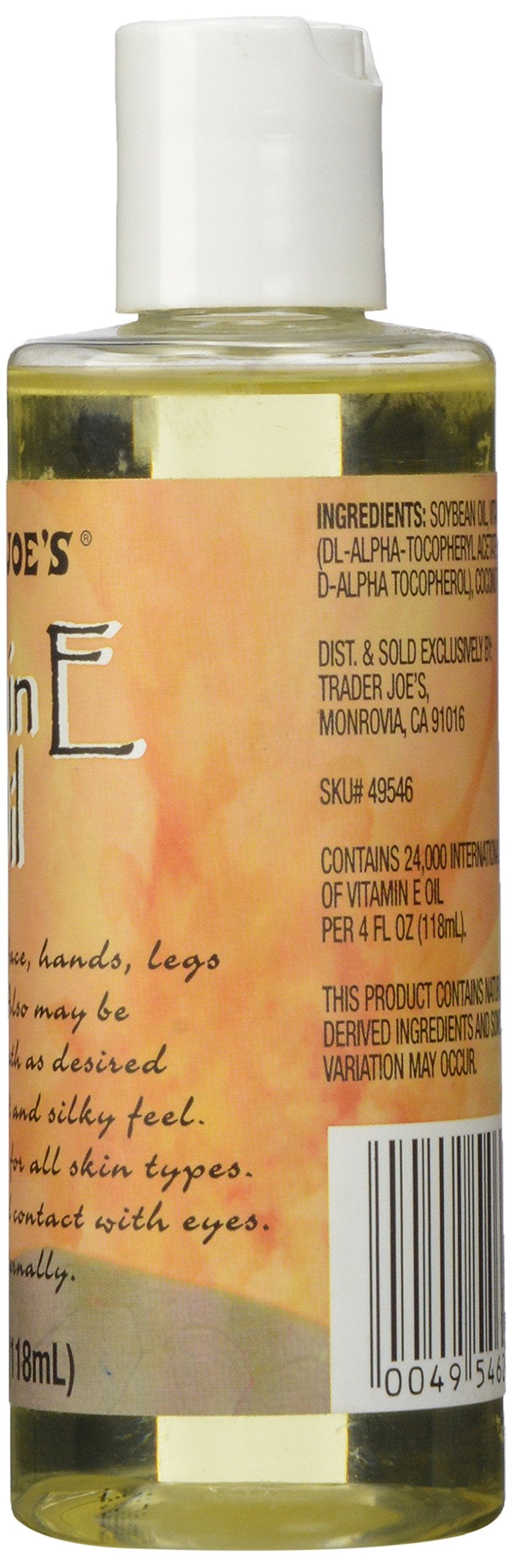 Trader Joe's Vitamin E Oil - 4 Fl Oz, Nourishing Skin Moisturizer, TJVEOil
