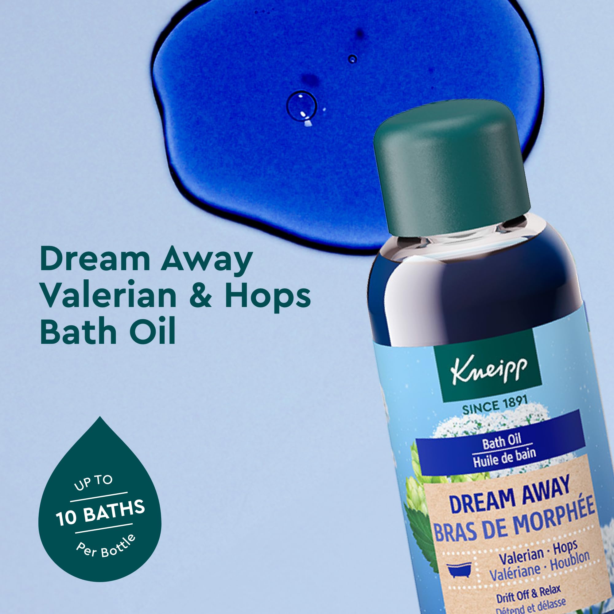 Kneipp Dream Away Valerian & Hops Bath Oil - Good for Unwinding Before Bed - Vegan - 3.38 fl oz - Up to 10 Baths
