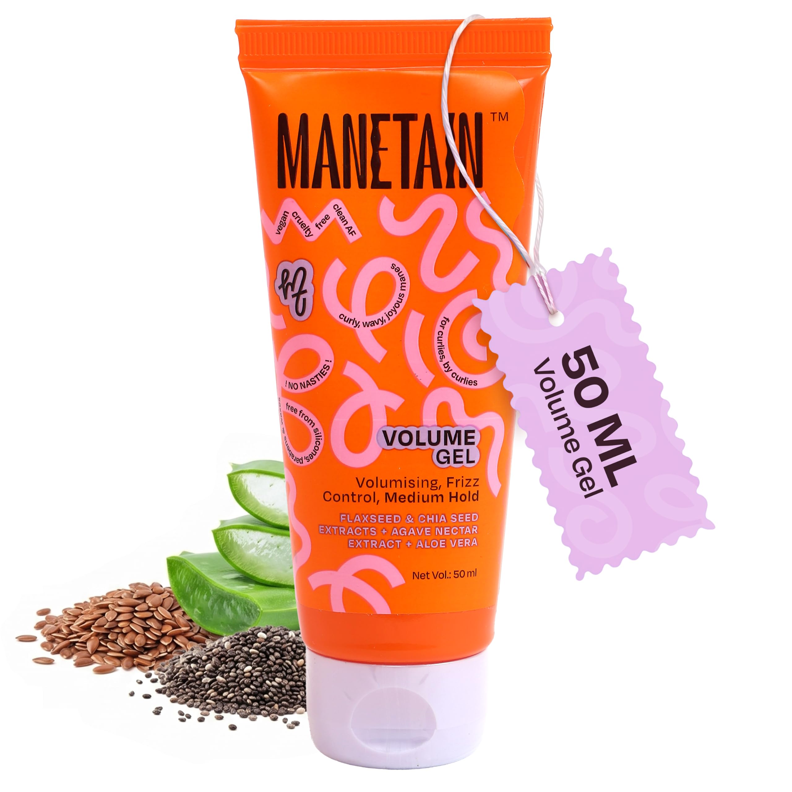 Manetain Volume Curl Gel 50Ml For Curly & Wavy Hair | Flaxseed Curl Defining Gel With Medium Hold | AntiFrizz & Moisturizing St