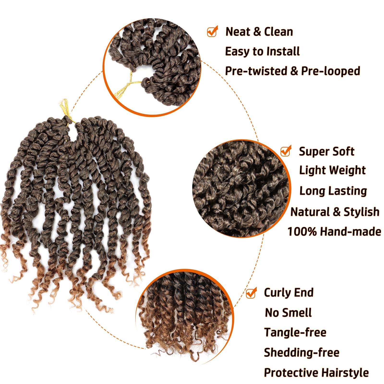 Passion Twist Hair 14 Inch Pre-Twisted Passion Twist Crochet Hair For Women Pre-Looped Water Wave Crochet Braids Bohemian Curly
