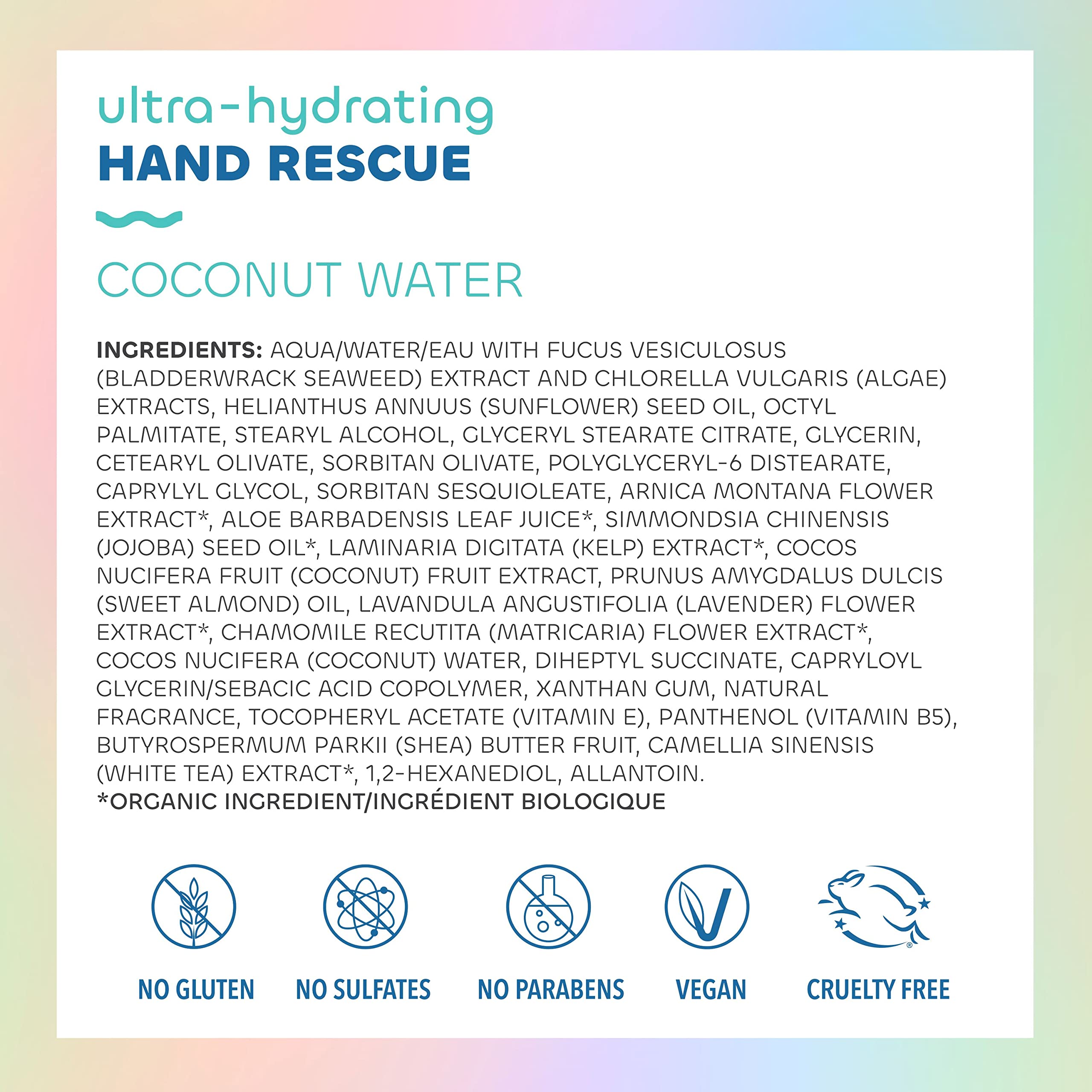 Seaweed Bath Co. Ultra-Hydrating Hand Rescue Hand Cream, Coconut Water Scent, 2 Ounce, Sustainably Harvested Seaweed, Sea Kelp,