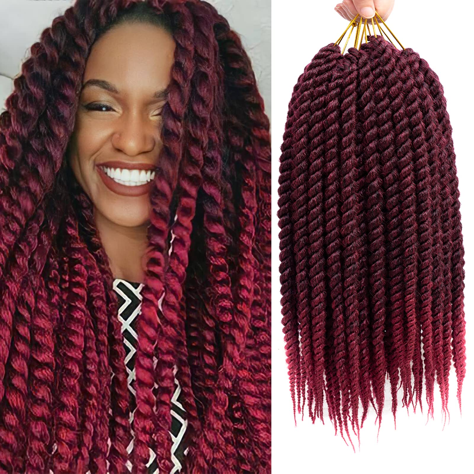 Havana Twist Crochet Hair 6 Packs 22 inch Crochet Braids Senegalese Twist crochet Hair Jumbo Havana Twist Crochet Braids(T1B/BUG